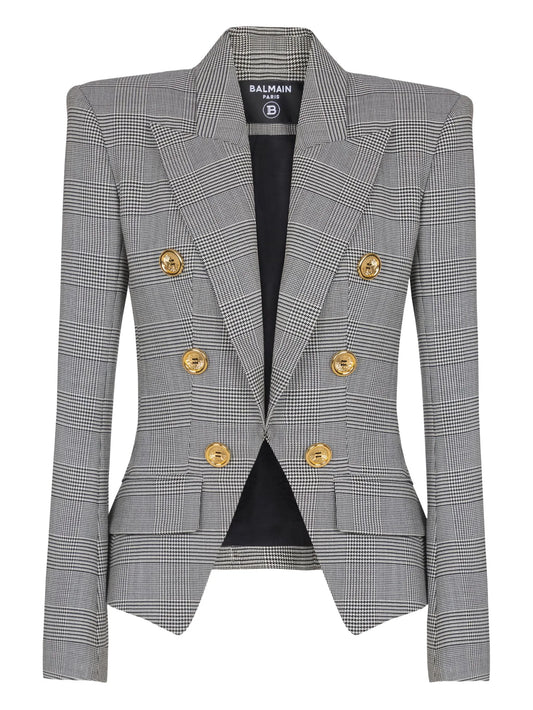 6-buttons jacket in Prince of Wales jacquard