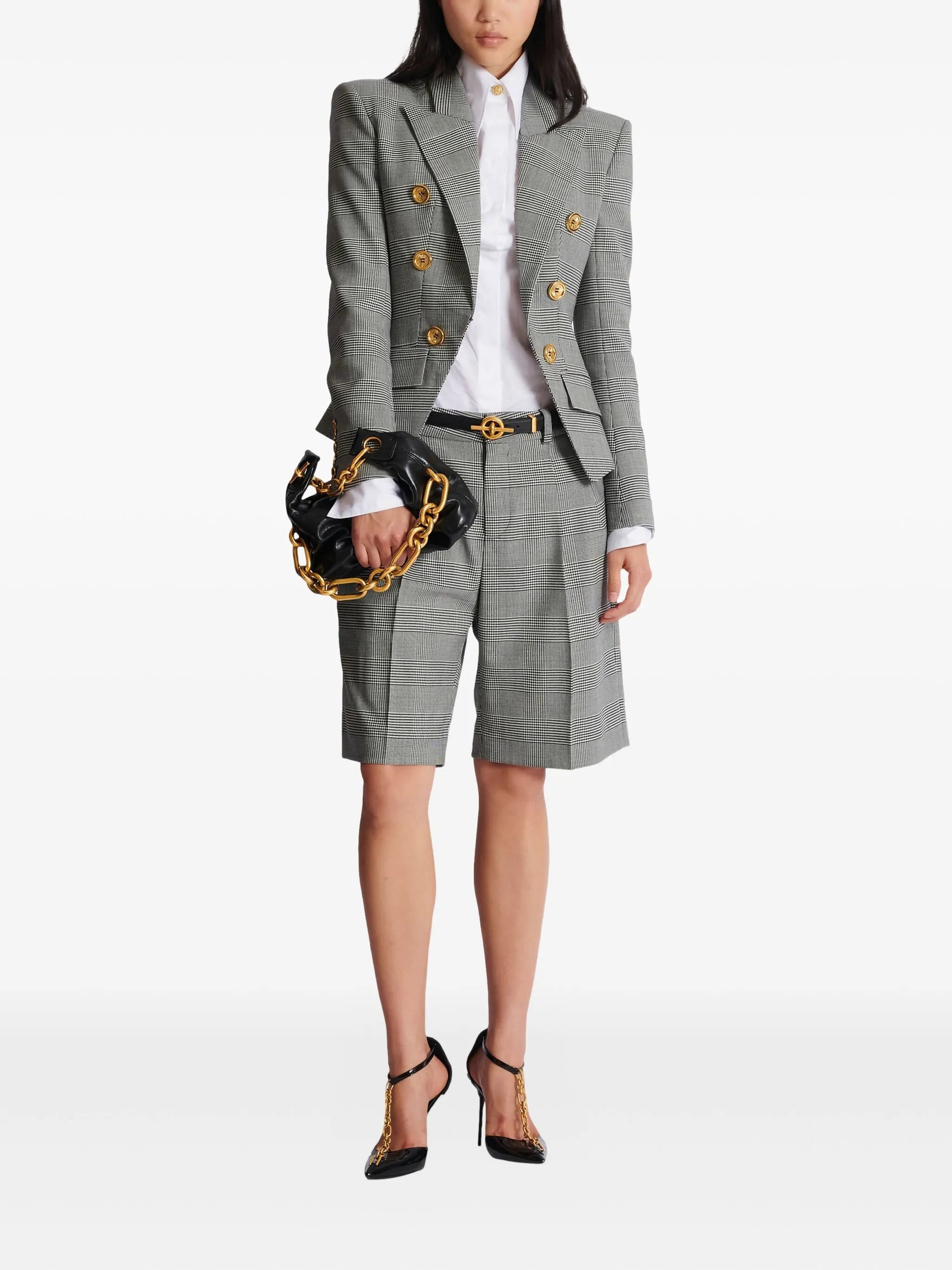6-buttons jacket in Prince of Wales jacquard