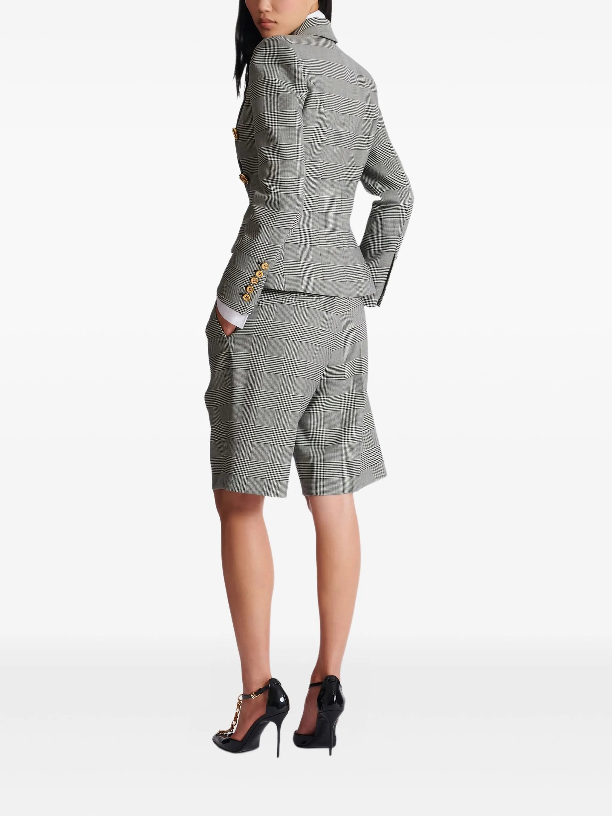 6-buttons jacket in Prince of Wales jacquard