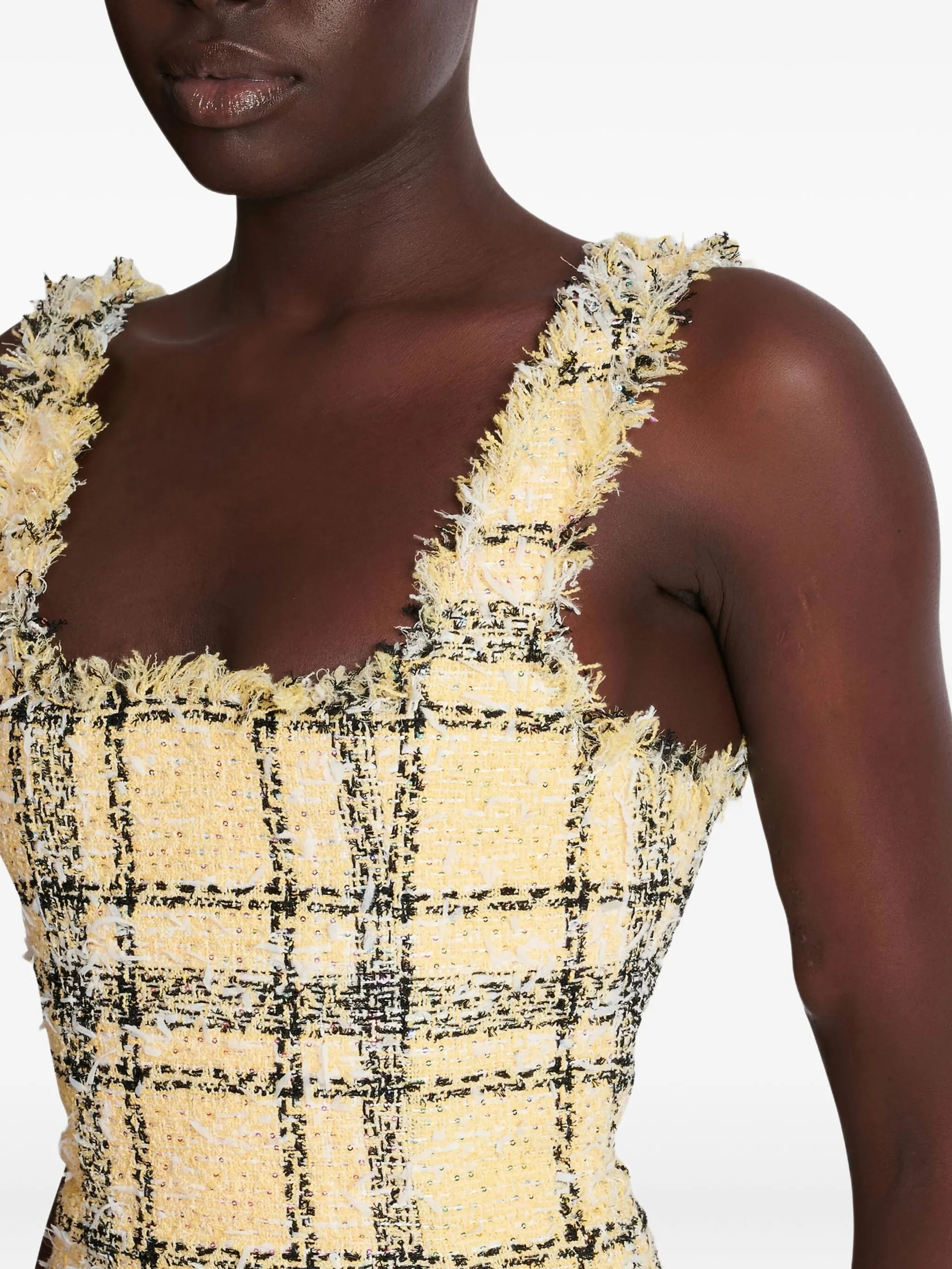 short strappy dress in glitter tweed