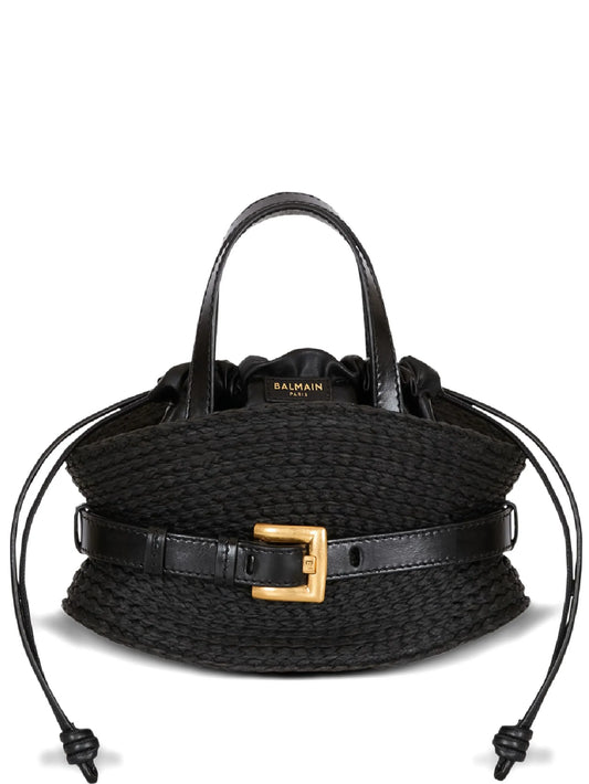 Shuffle mini bag in calfskin and raffia