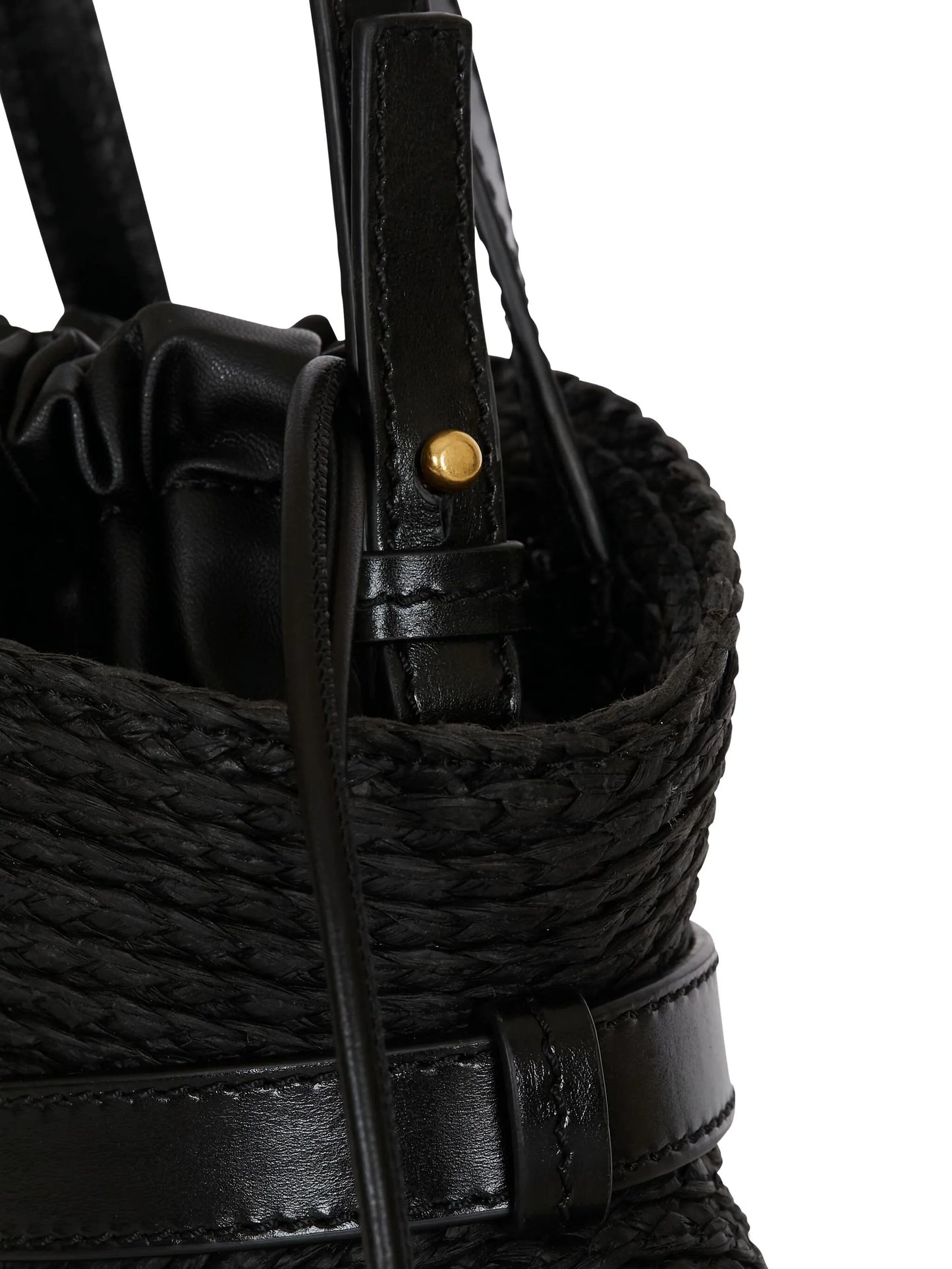 Shuffle mini bag in calfskin and raffia