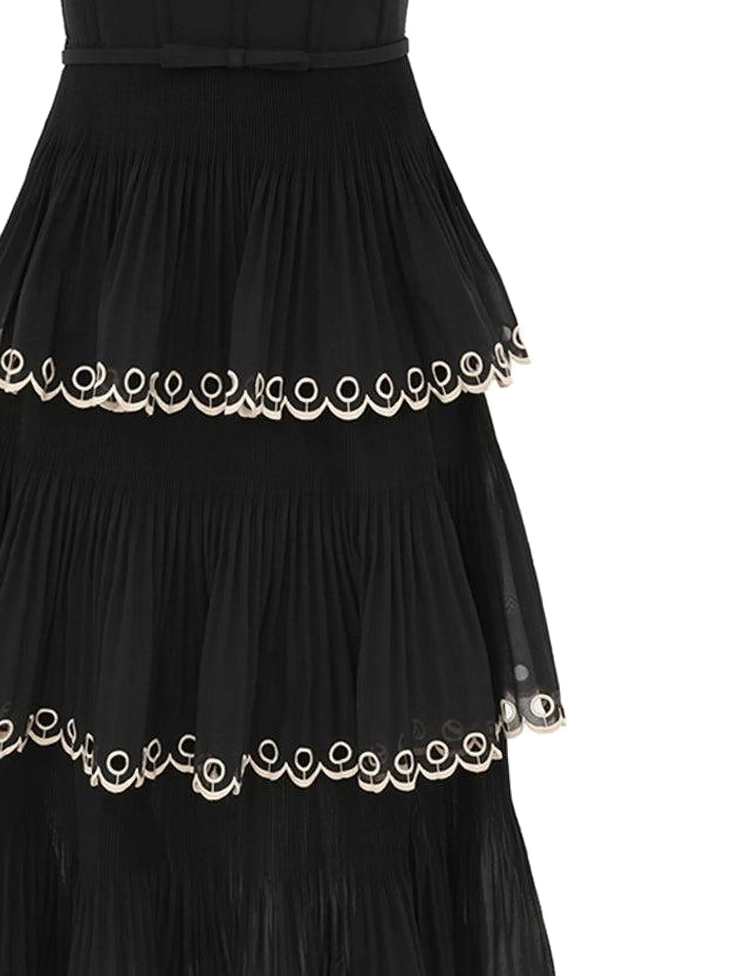 embroidered-tiered midi dress