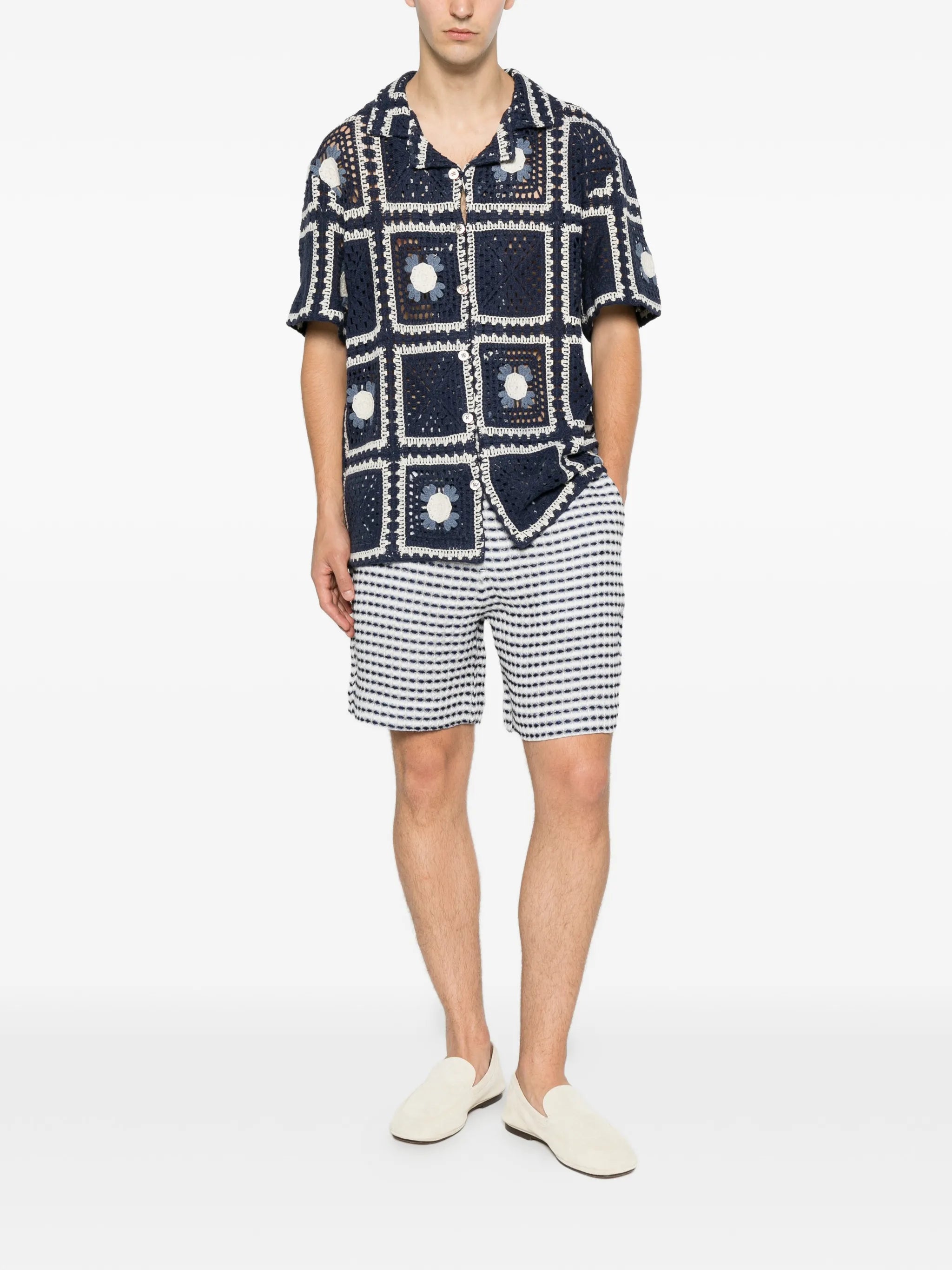 Riita horizontal-stripe shorts
