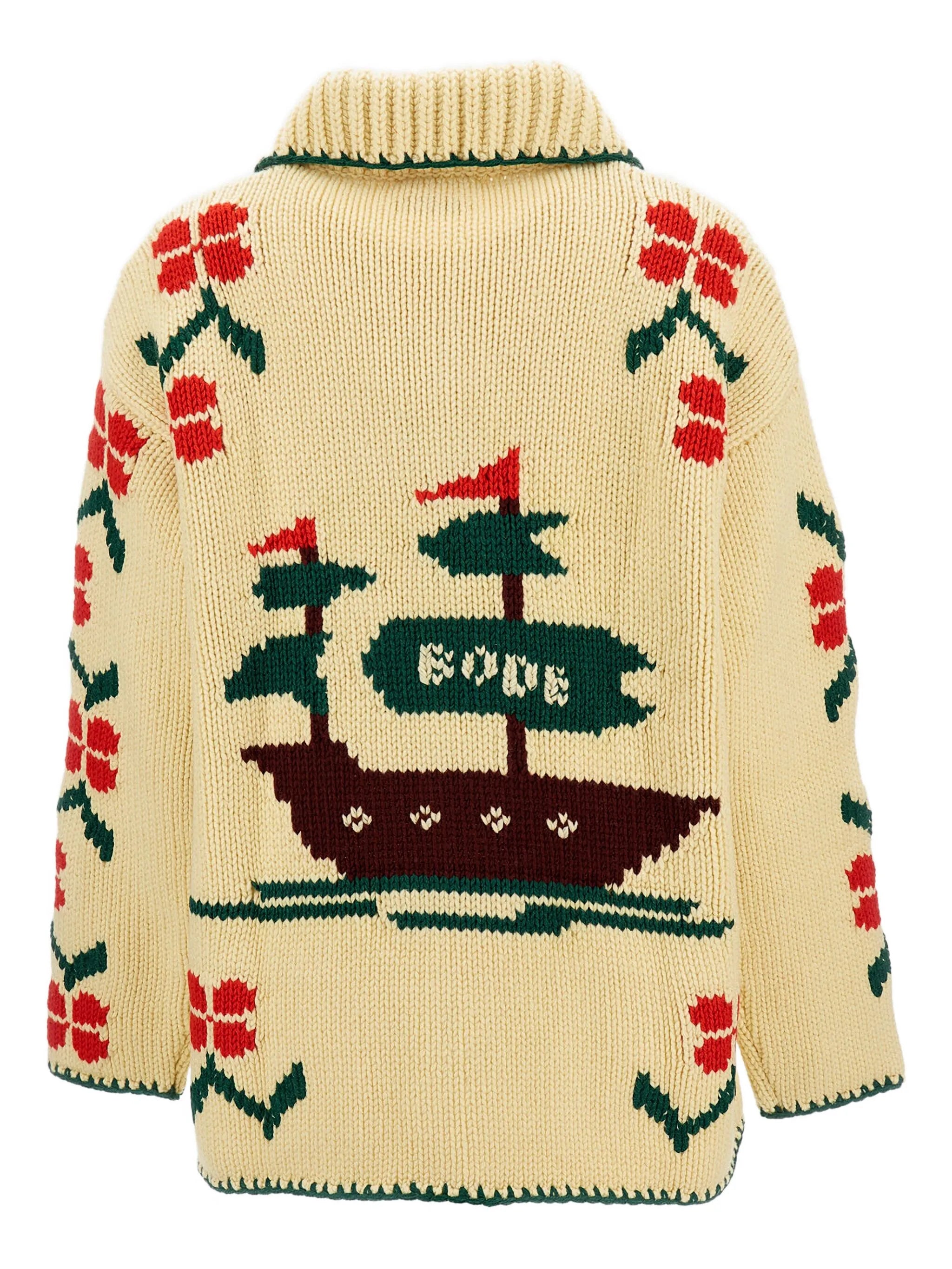 patterned-intarsia cardigan