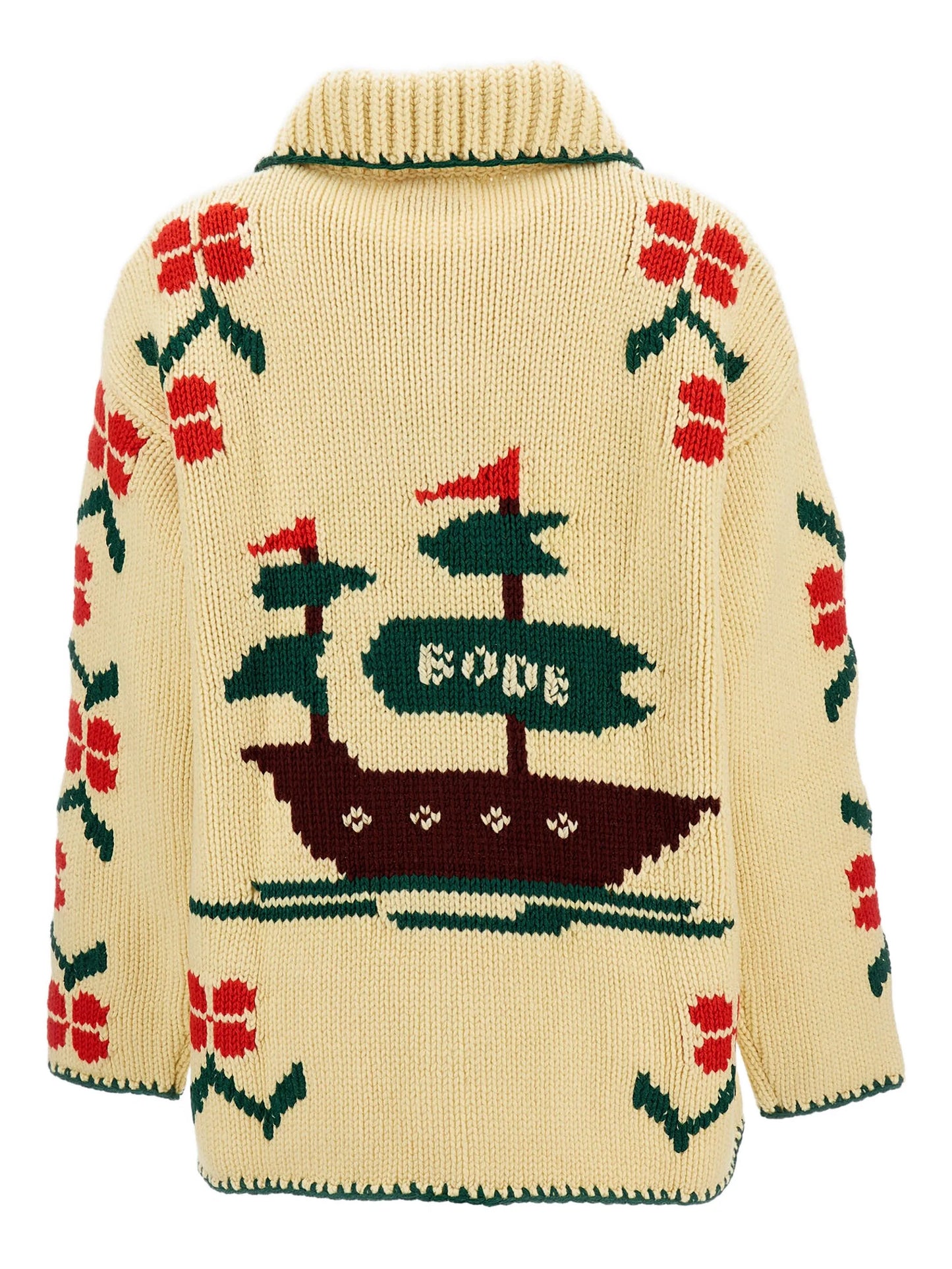 patterned-intarsia cardigan