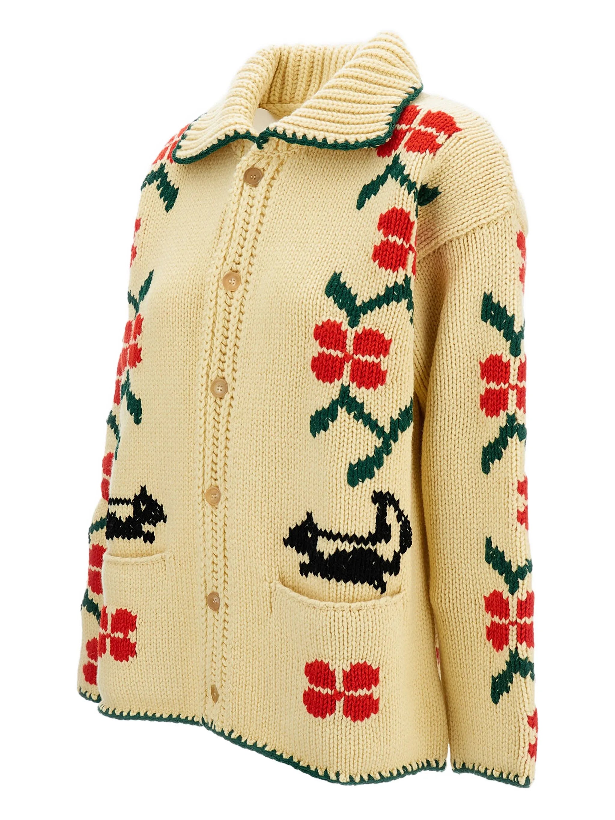 patterned-intarsia cardigan