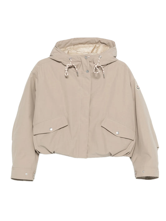 hooded logo-patch jacket