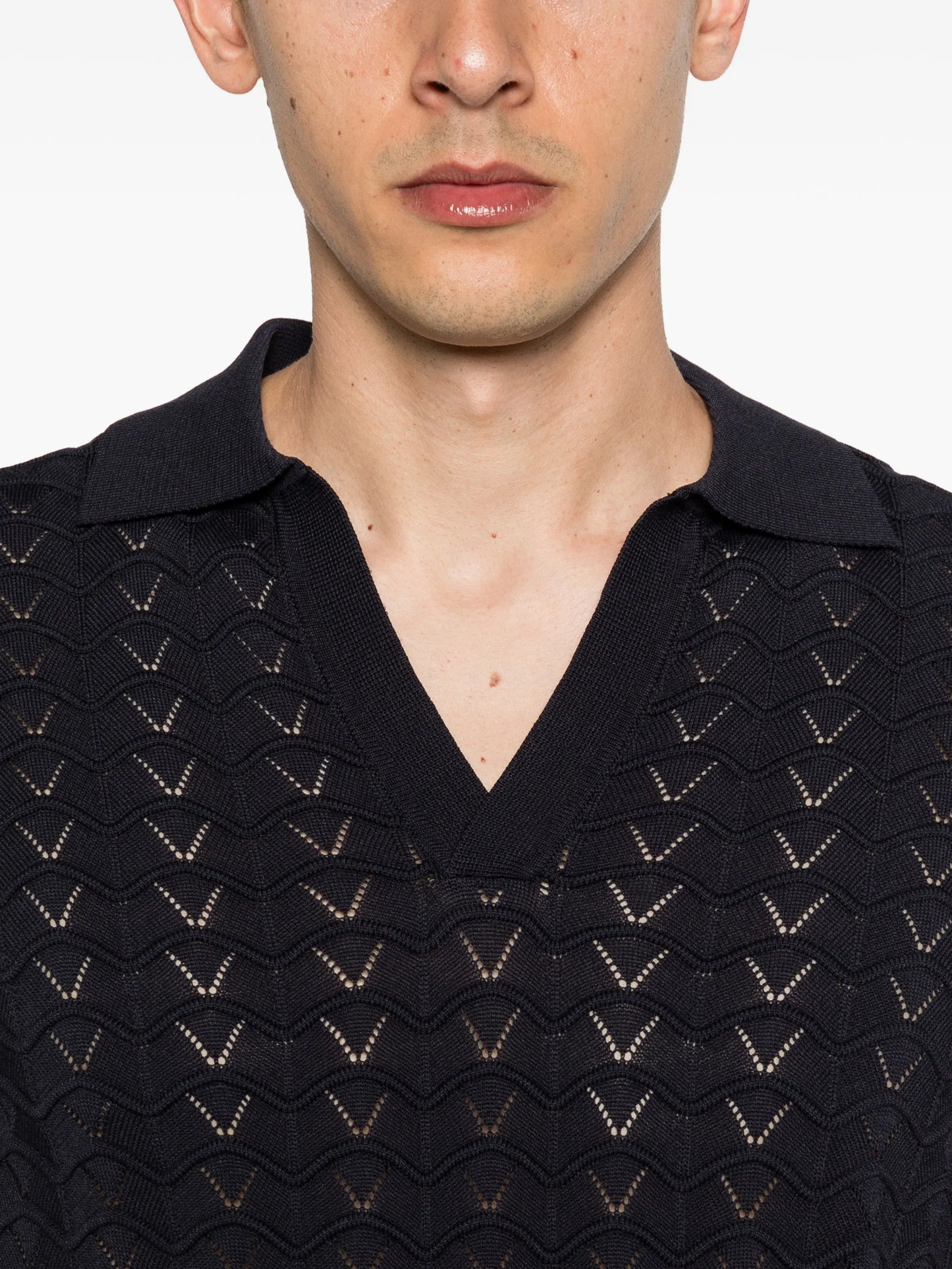 open-neck T-shirt