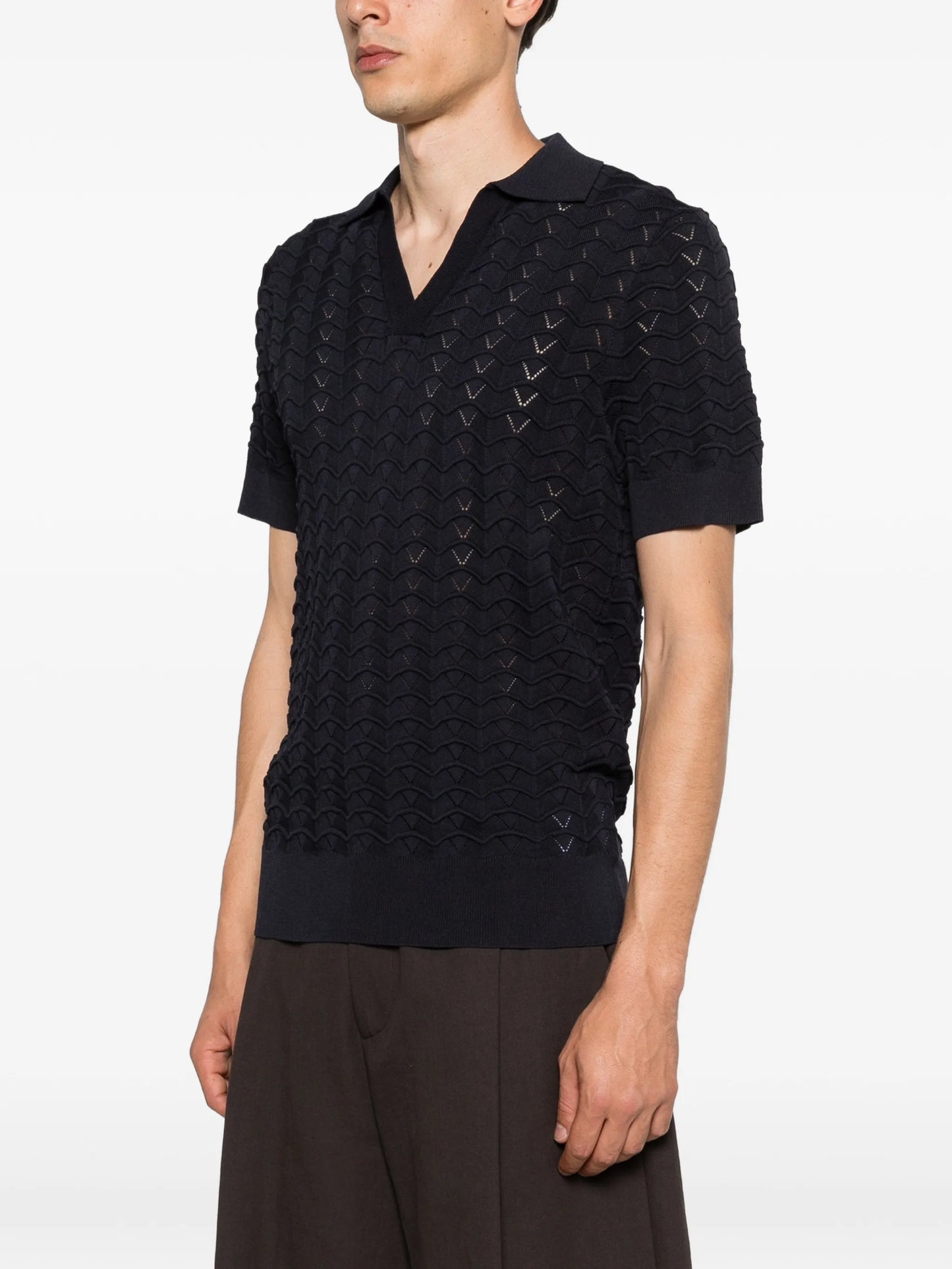 open-neck T-shirt