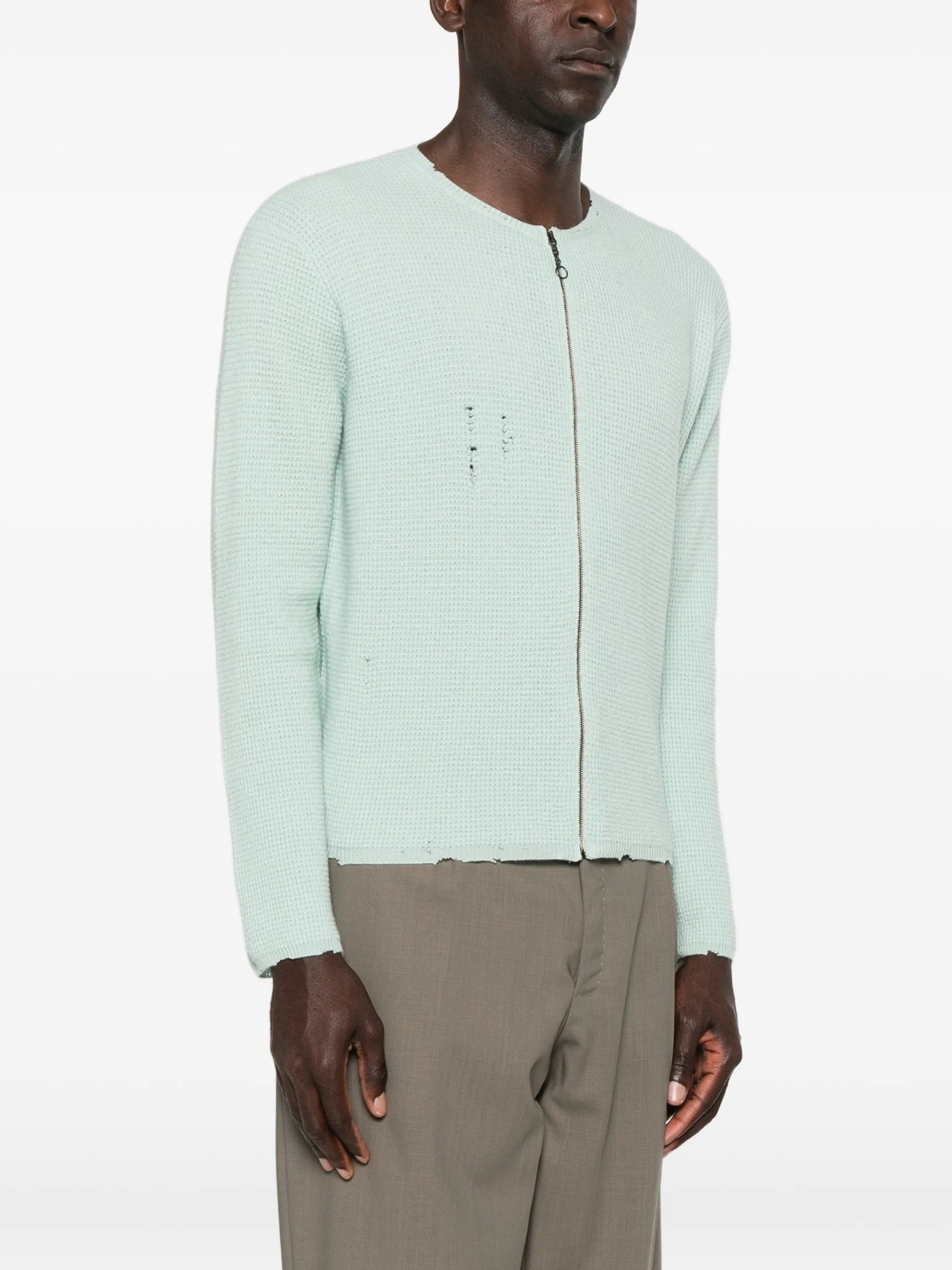 Friends distressed waffle-knit cardigan