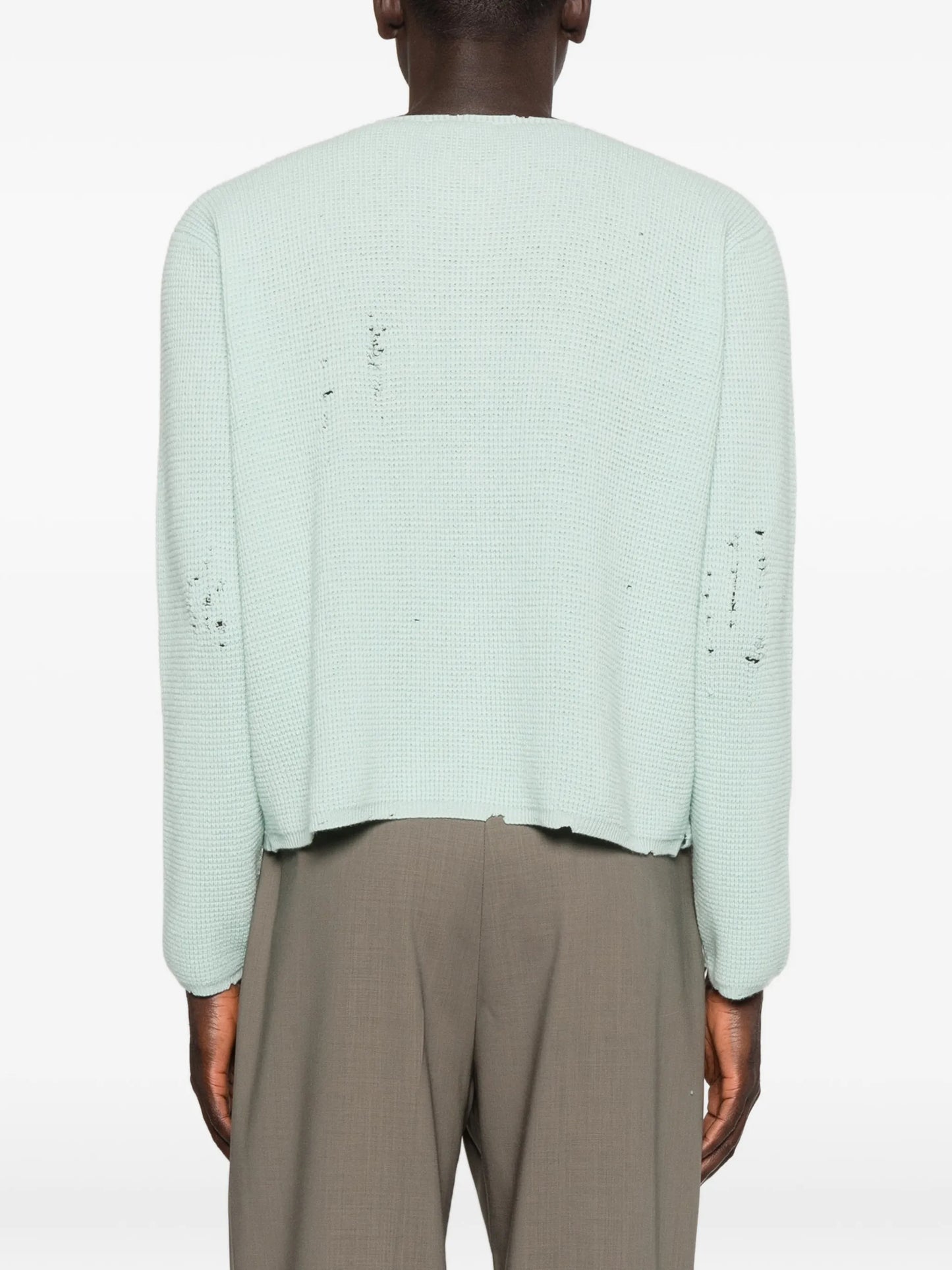 Friends distressed waffle-knit cardigan