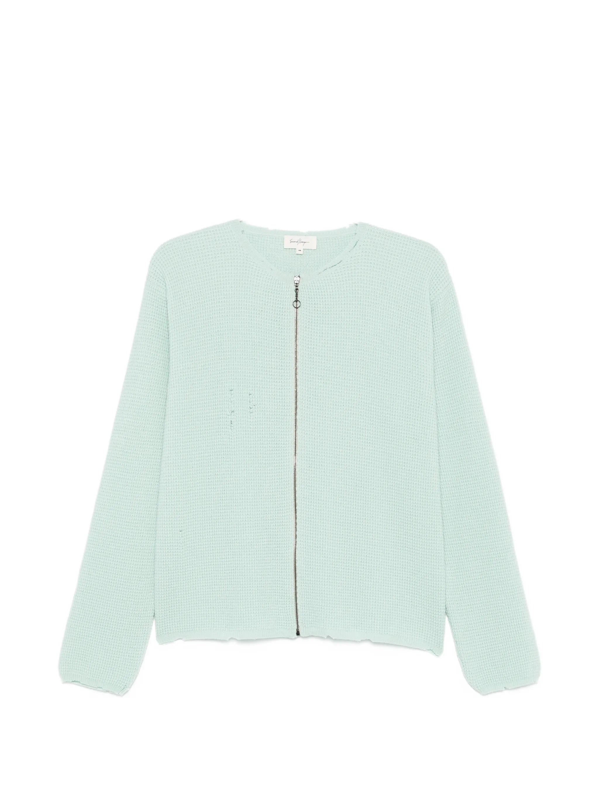 Friends distressed waffle-knit cardigan