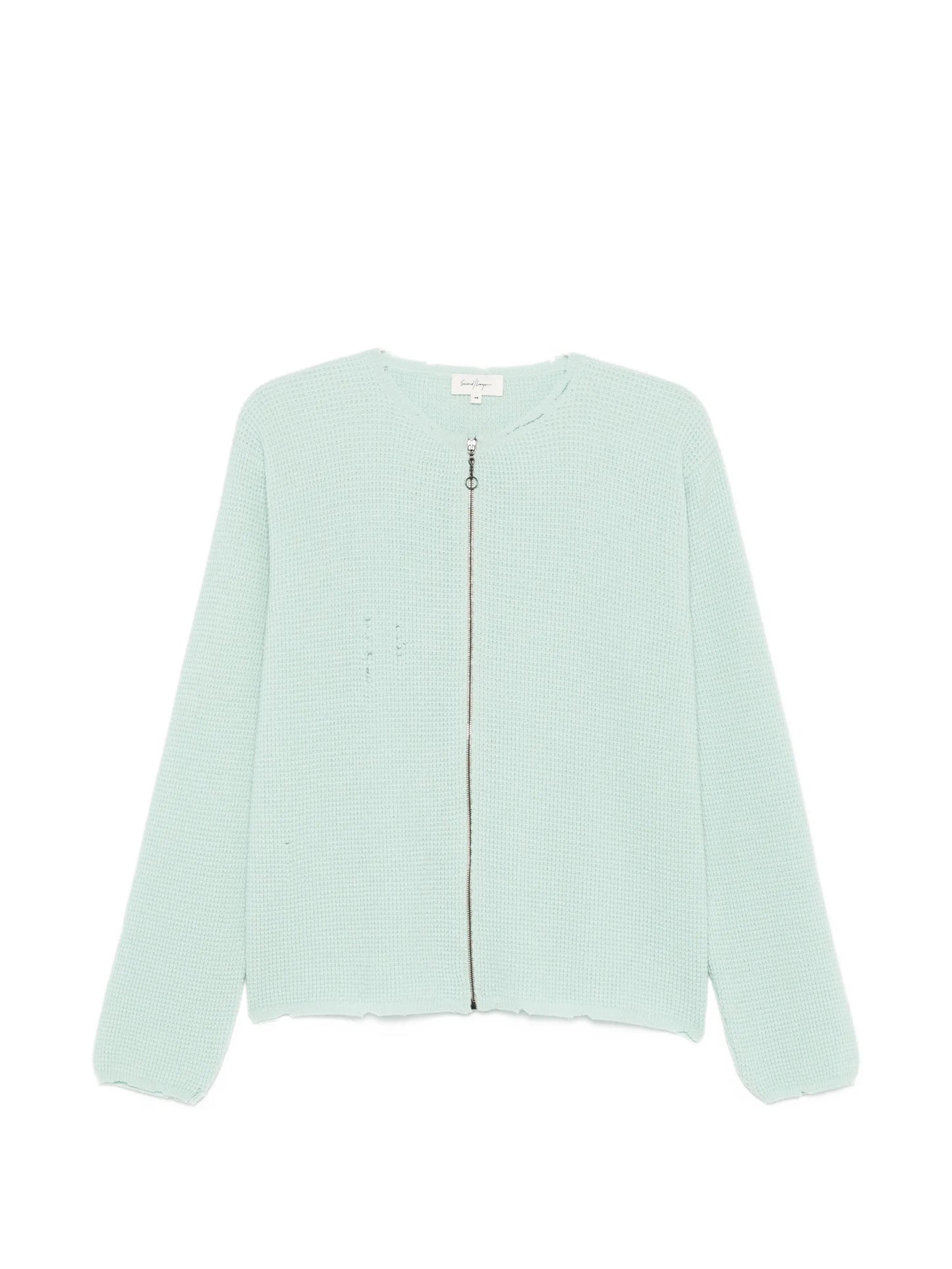 Friends distressed waffle-knit cardigan