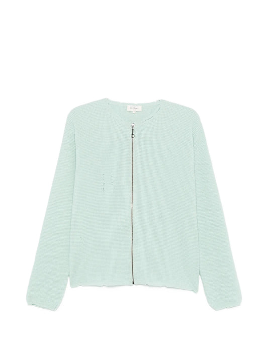 Friends distressed waffle-knit cardigan