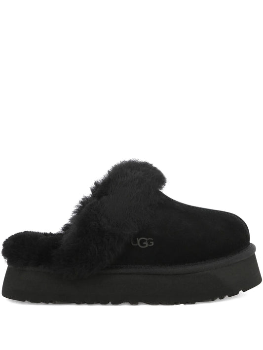 Disquette faux-fur trimmed slippers