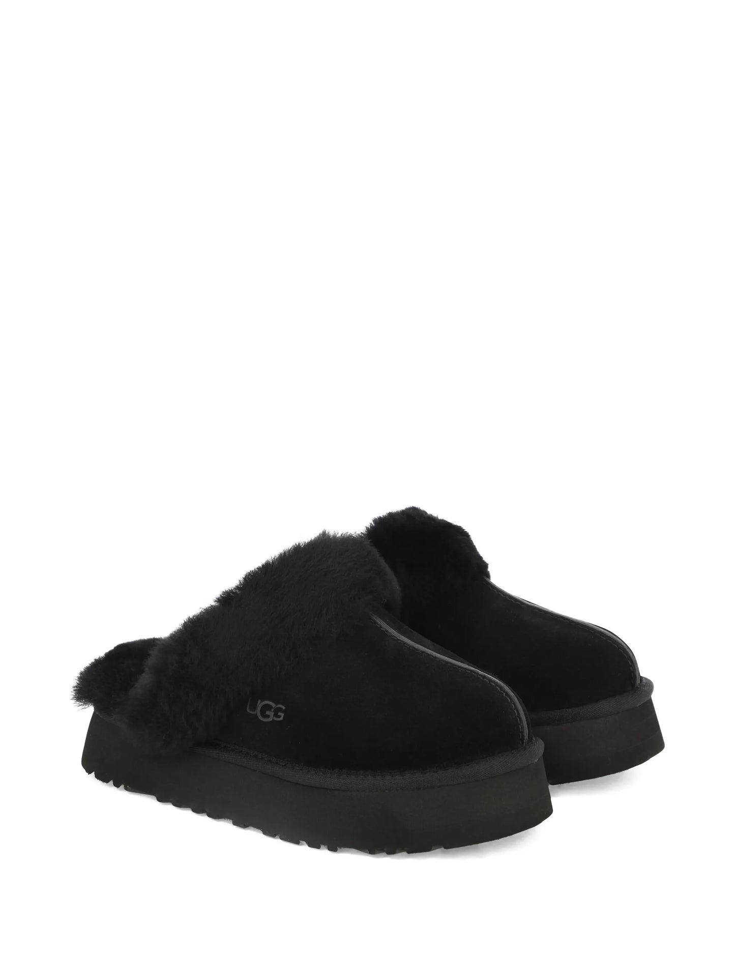 Disquette faux-fur trimmed slippers