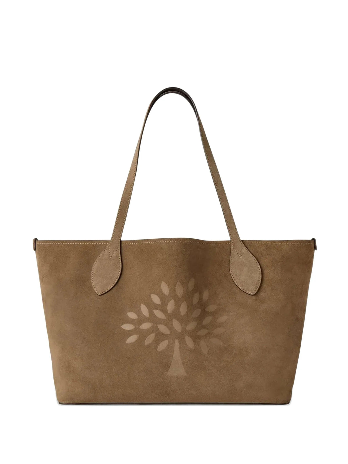 Tree-motif suede tote bag