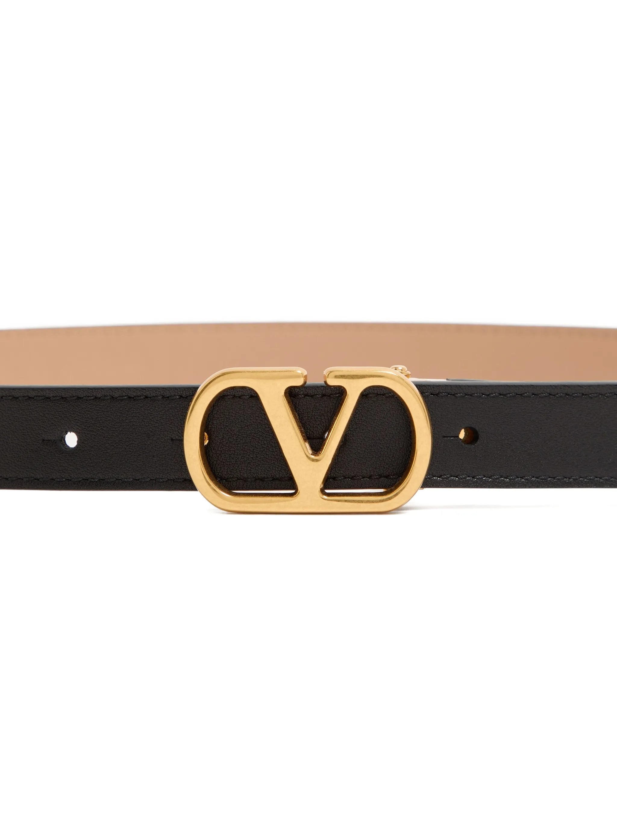 logo-buckle reversible belt