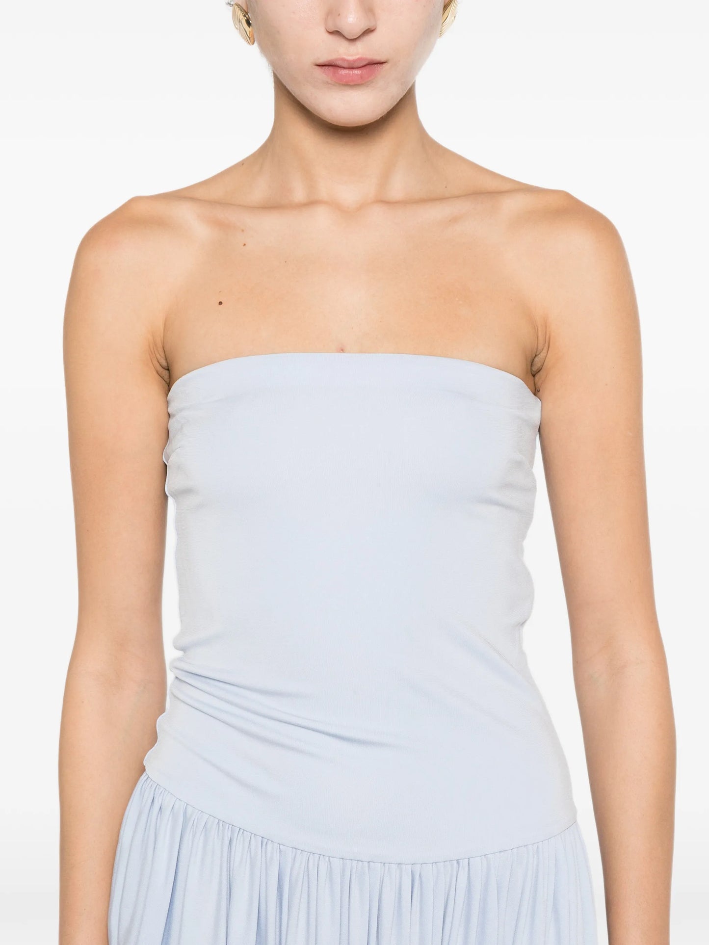 strapless draped dress