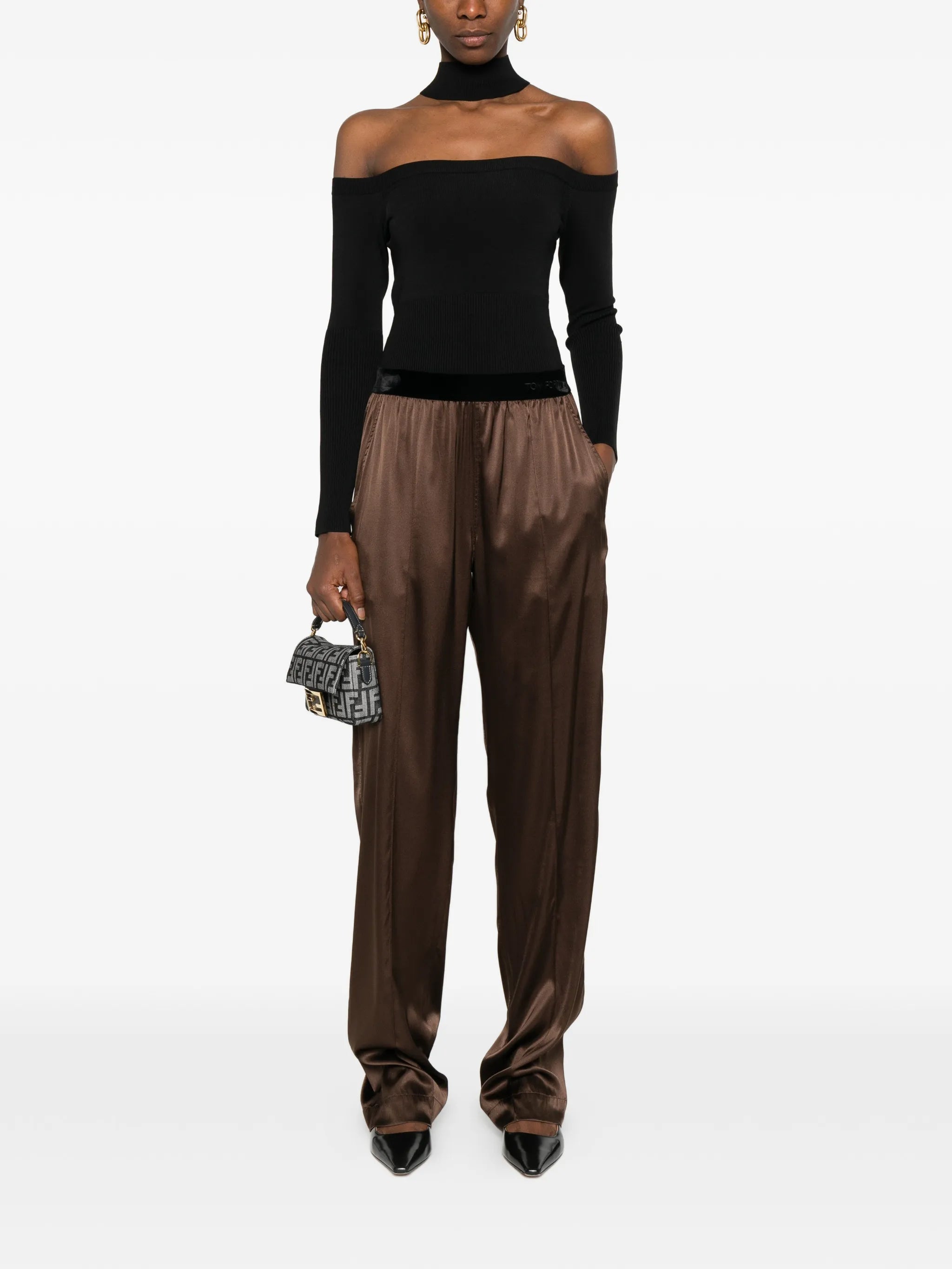 stretch silk satin pj pants