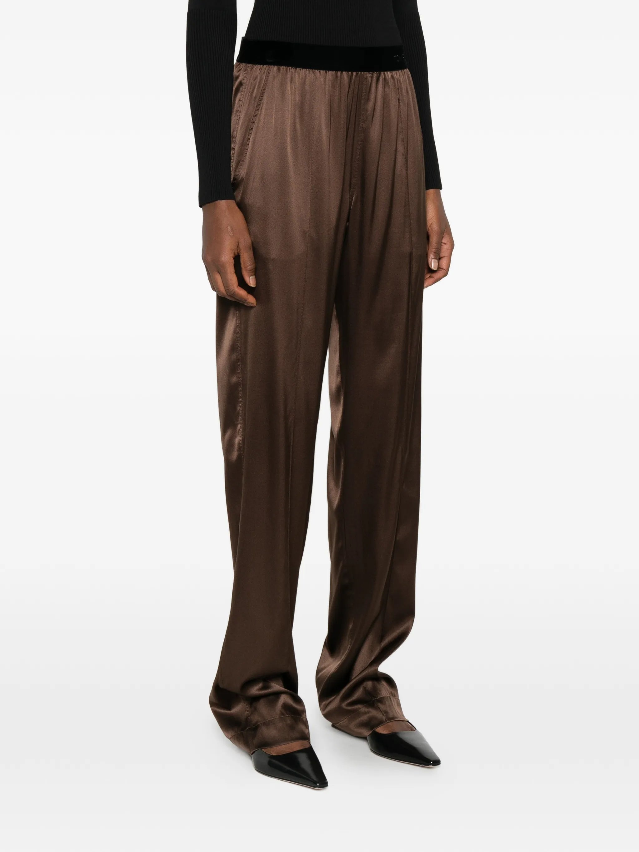 stretch silk satin pj pants