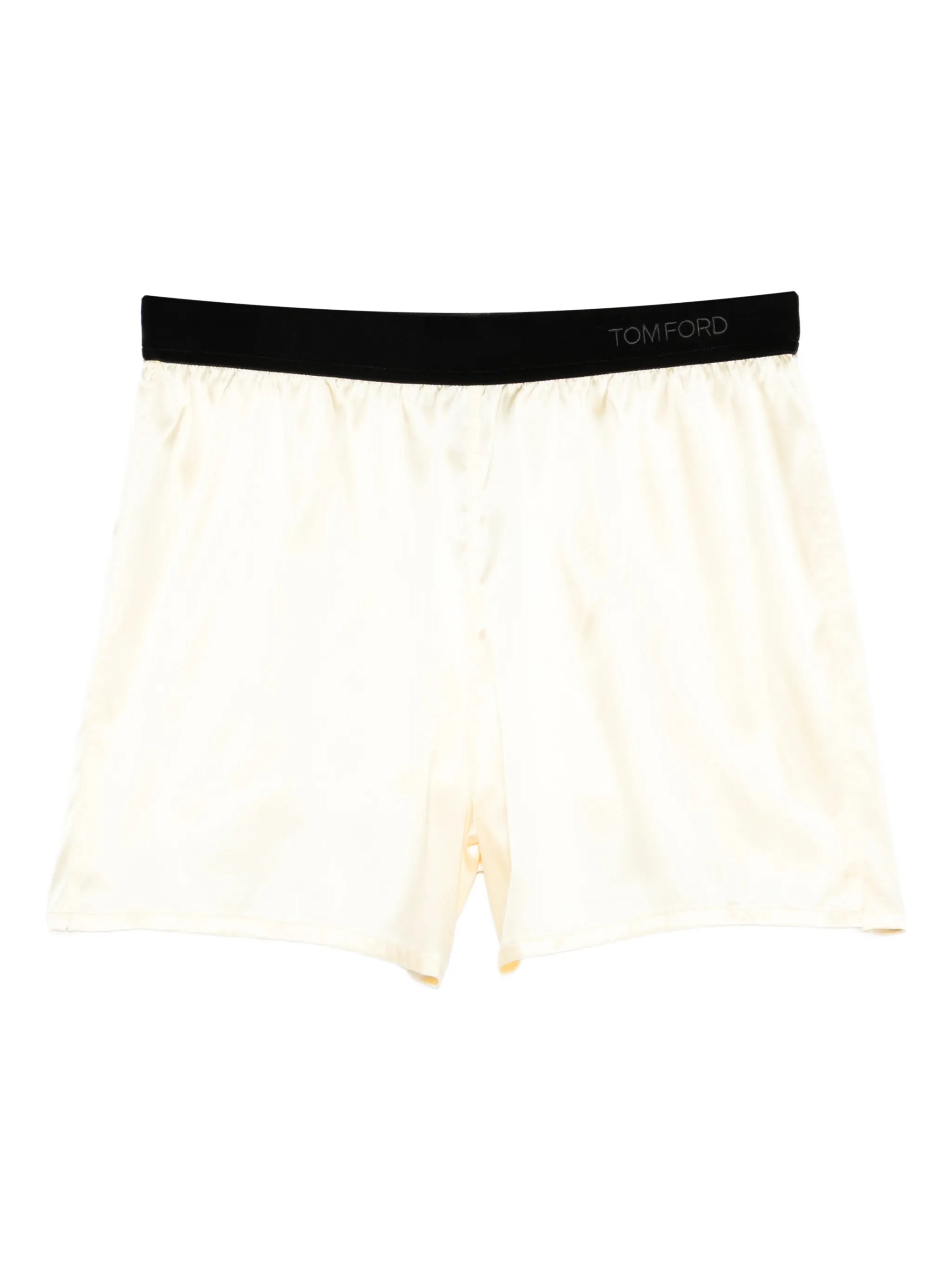 elasticated-waistband pajama shorts