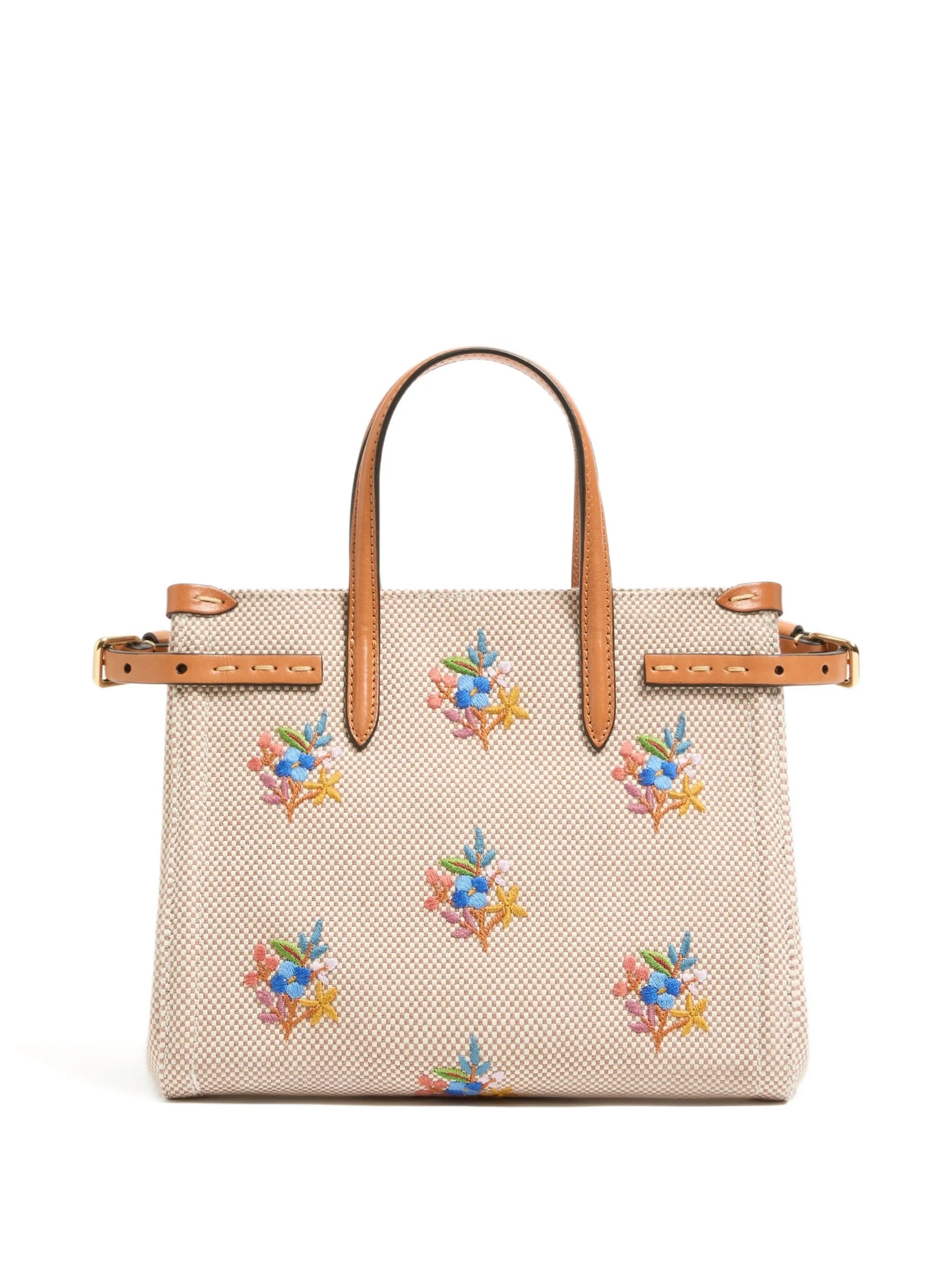 Antibes floral embroidered canvas shoulder bag