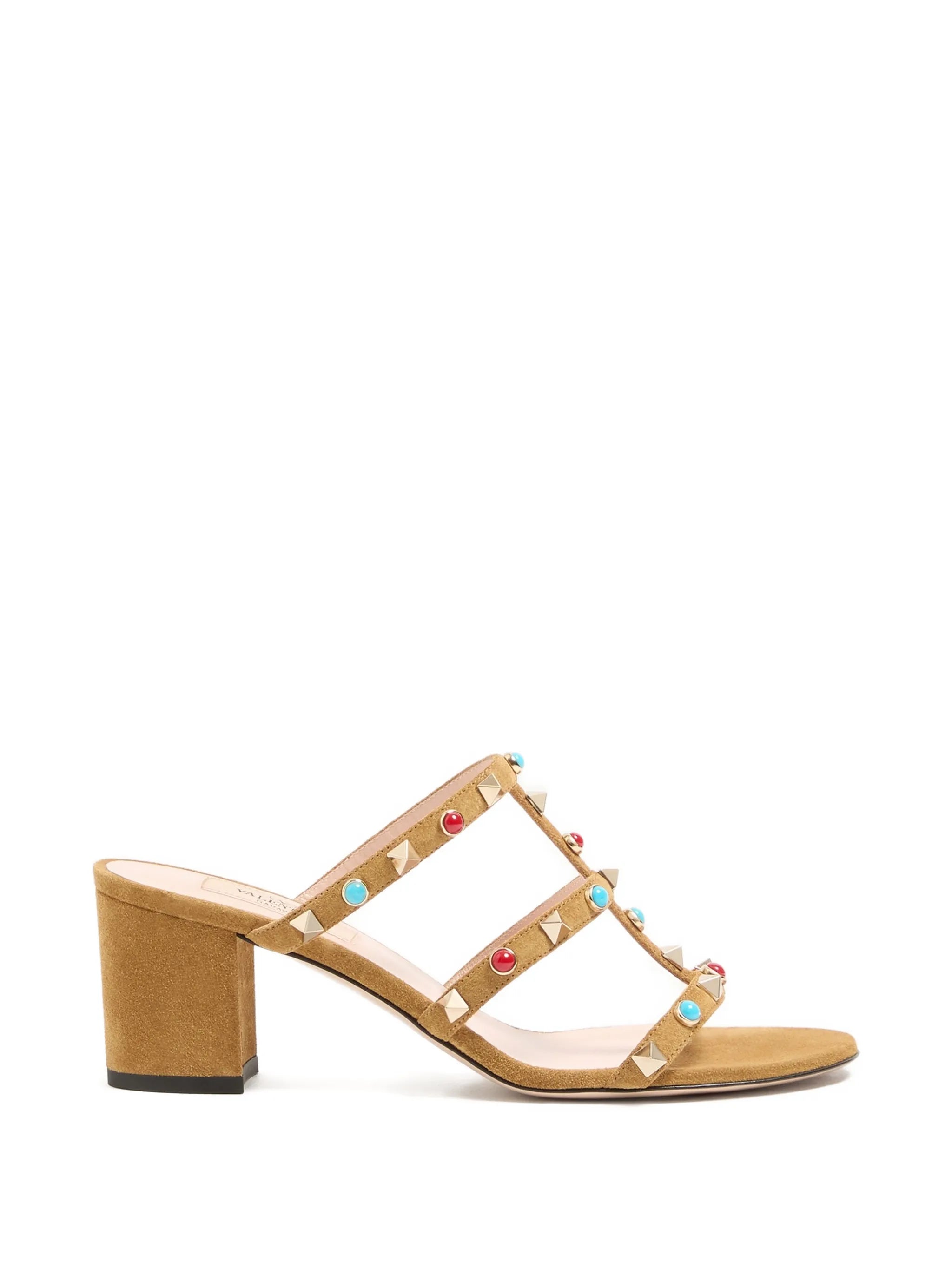 Rockstud cabochon-embellished leather sandals