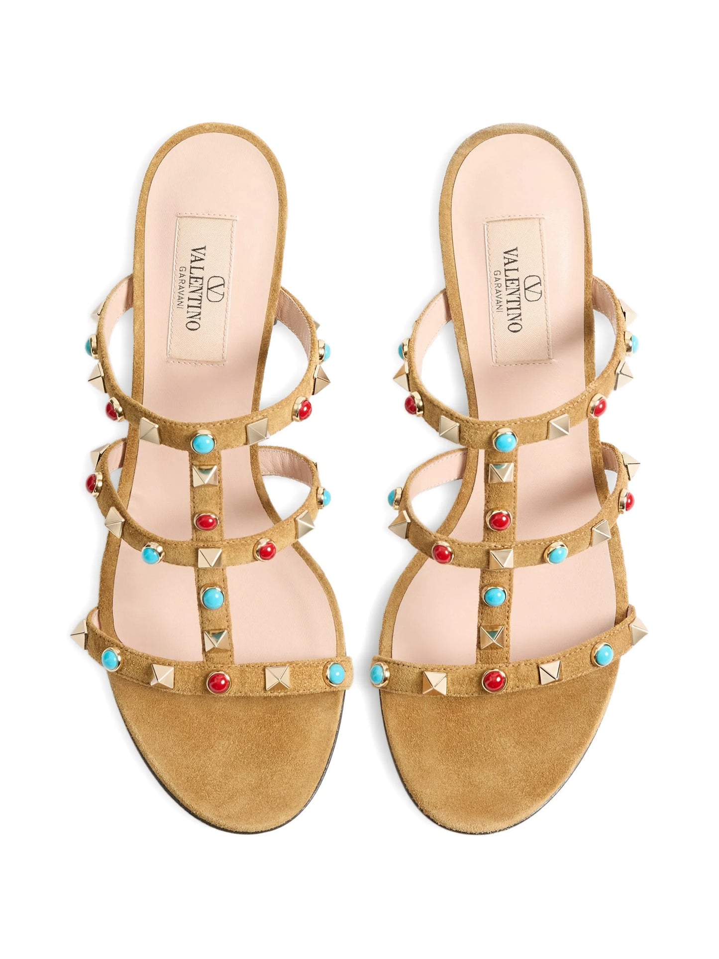 Rockstud cabochon-embellished leather sandals