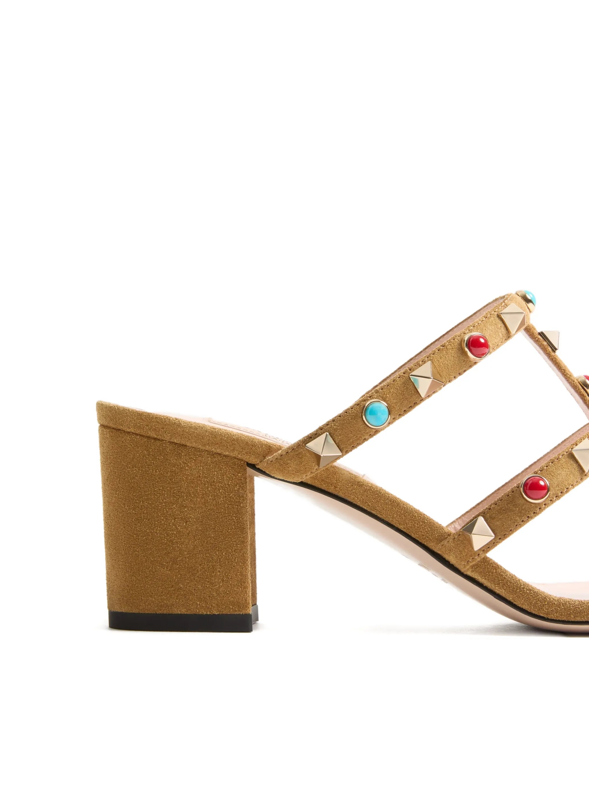Rockstud cabochon-embellished leather sandals