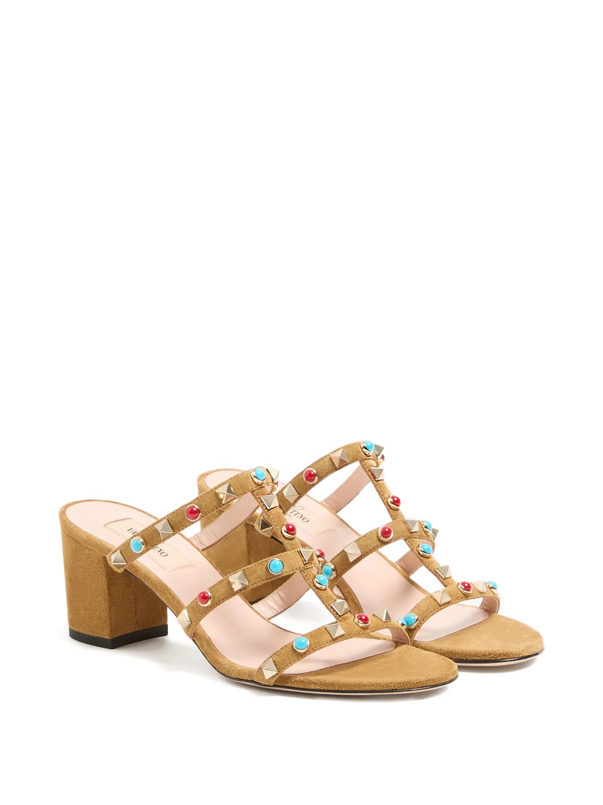 Rockstud cabochon-embellished leather sandals