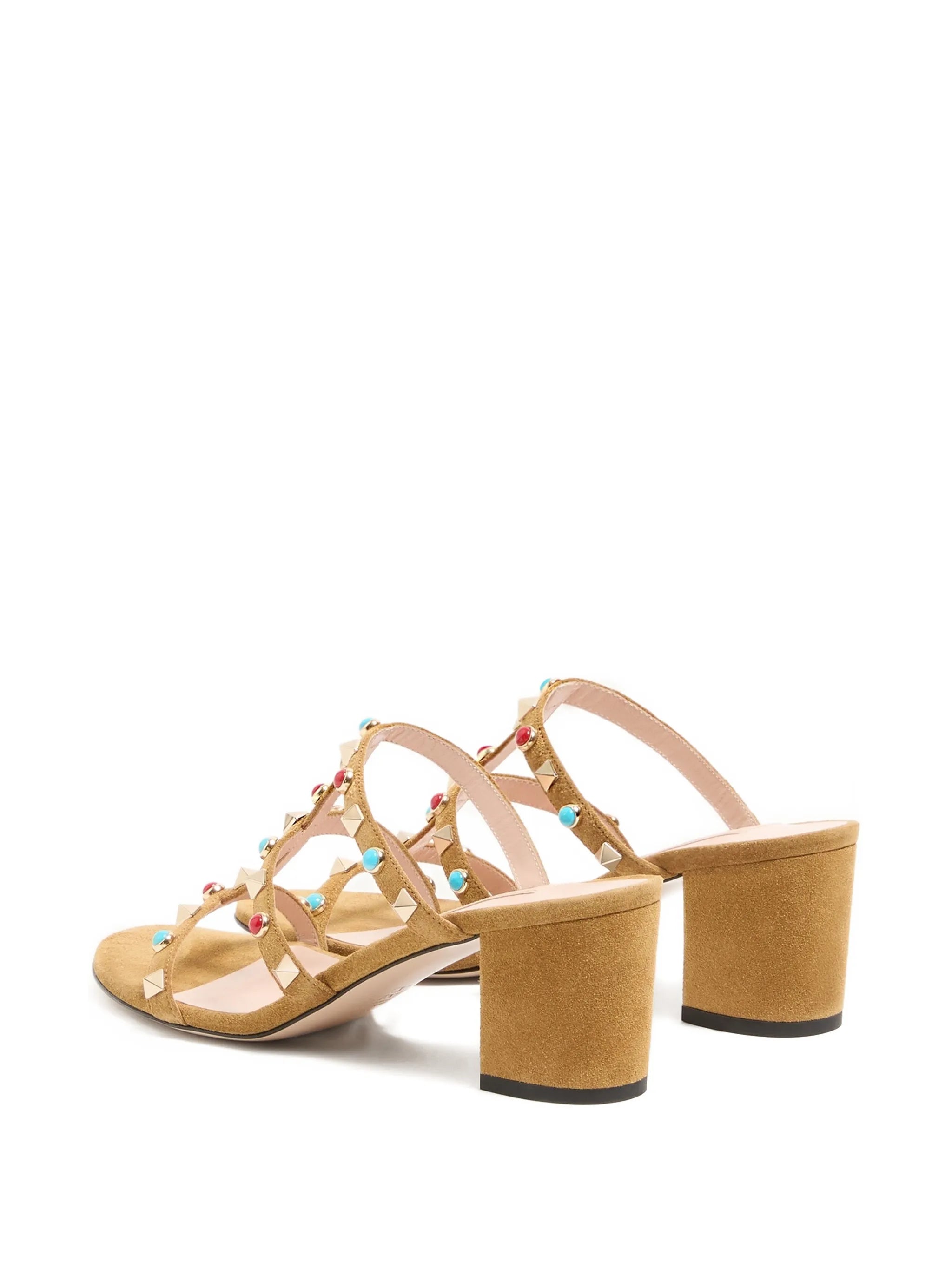 Rockstud cabochon-embellished leather sandals
