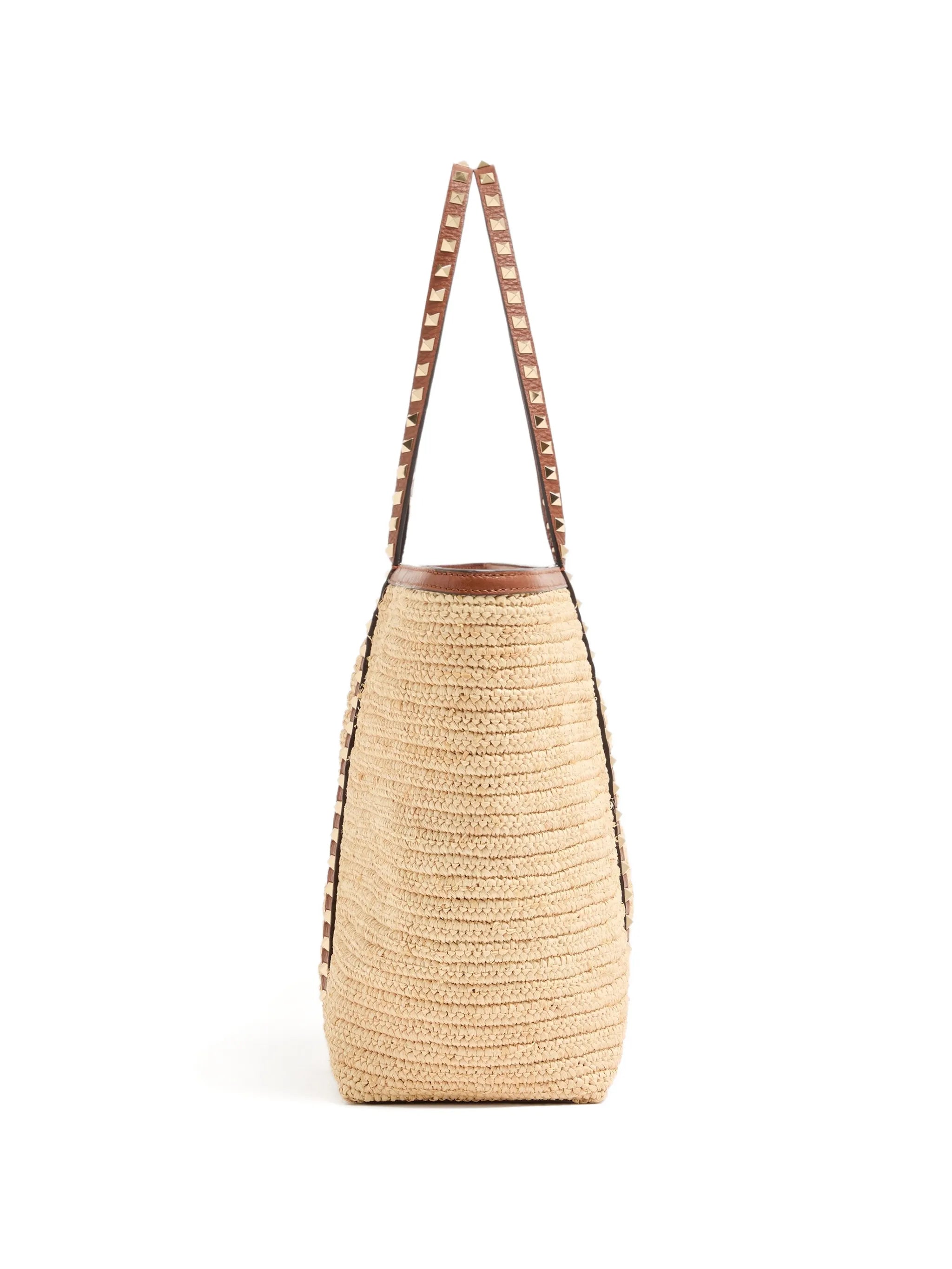 Rockstud raffia tote bag