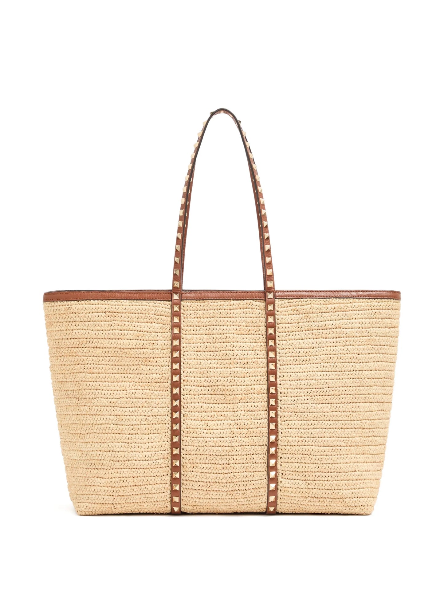 Rockstud raffia tote bag