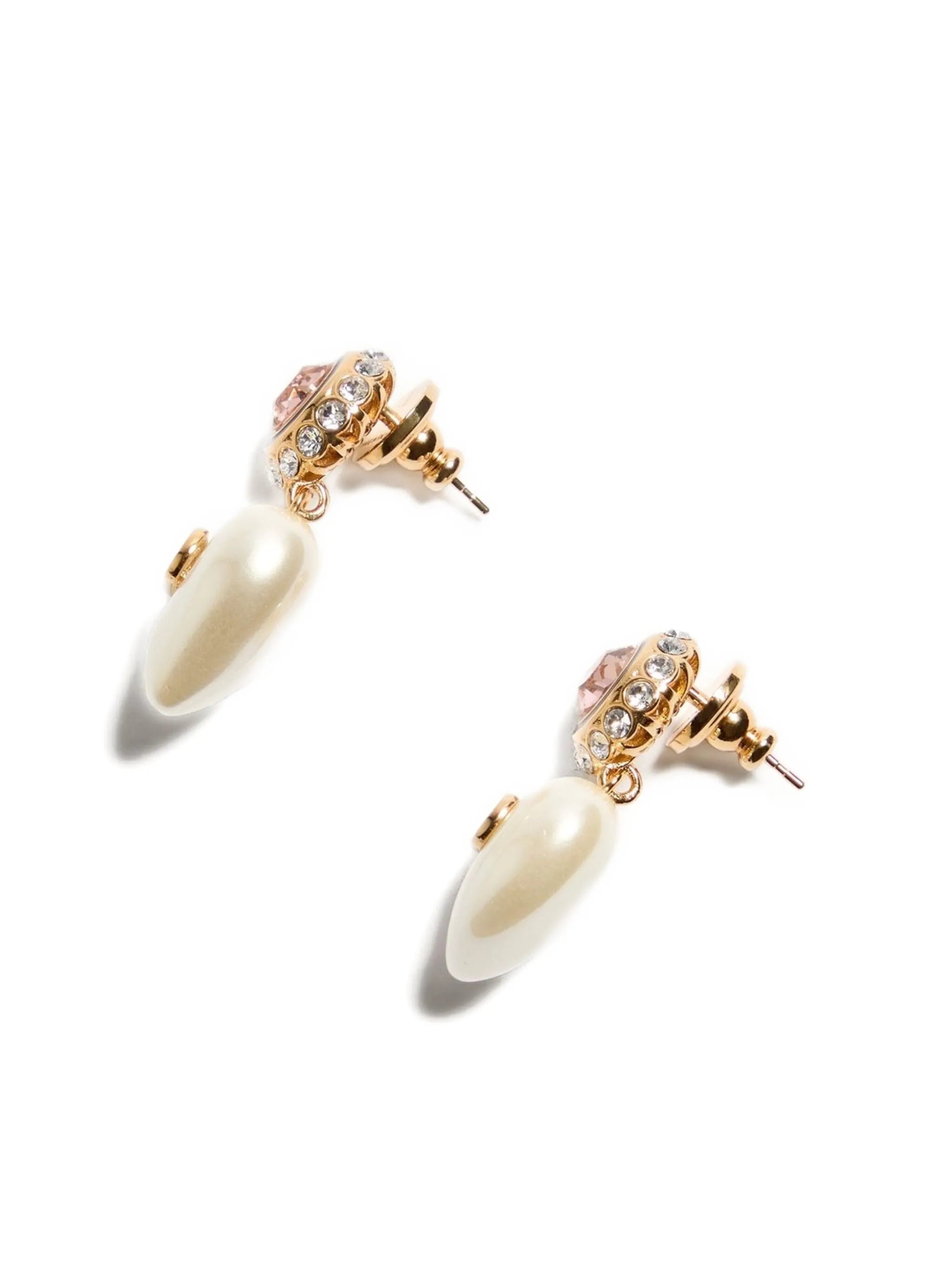 v-logo signature heart-pendant earrings
