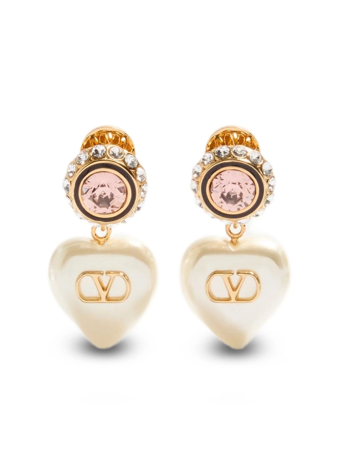 v-logo signature heart-pendant earrings