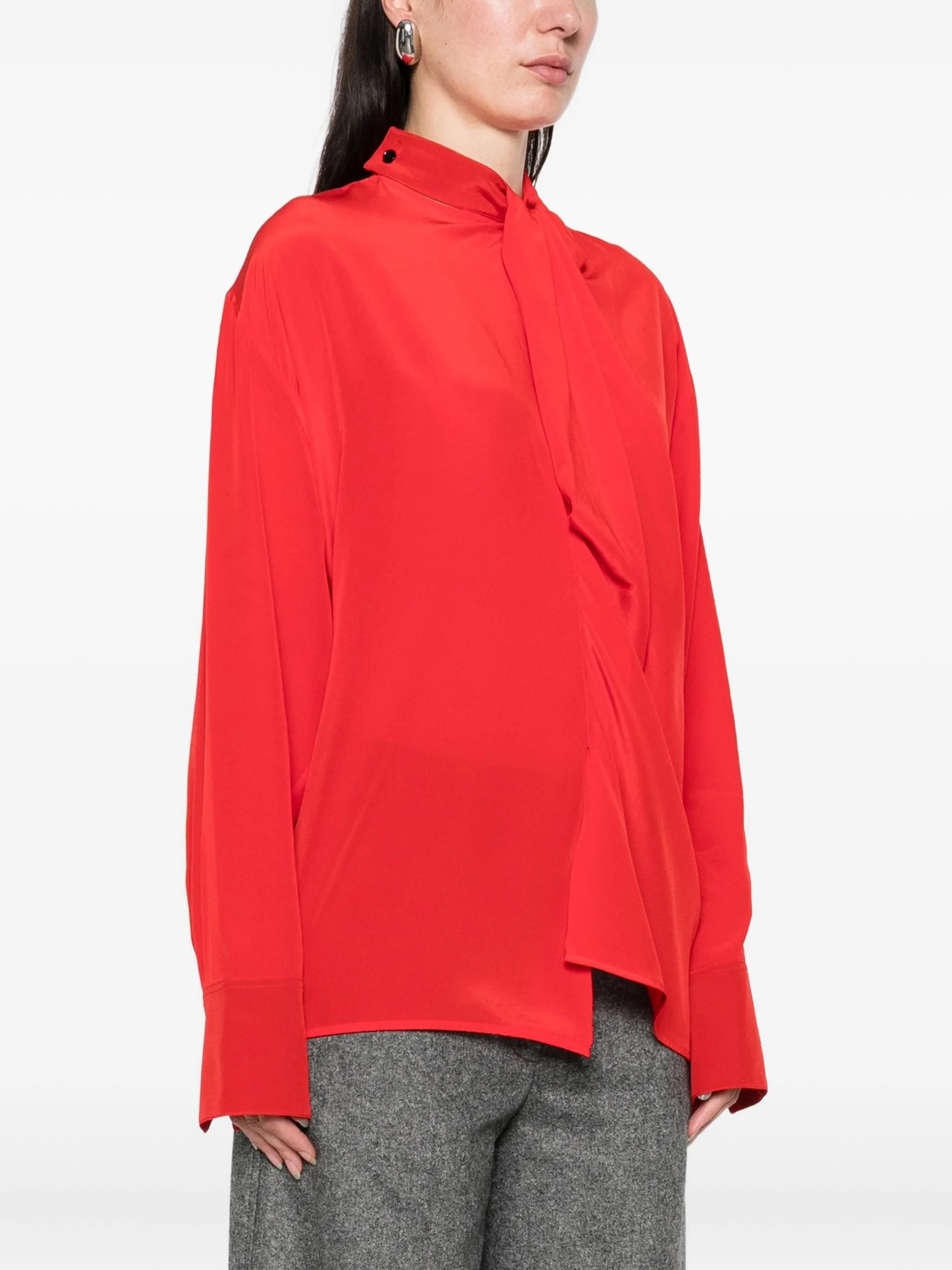 tie-neck blouse