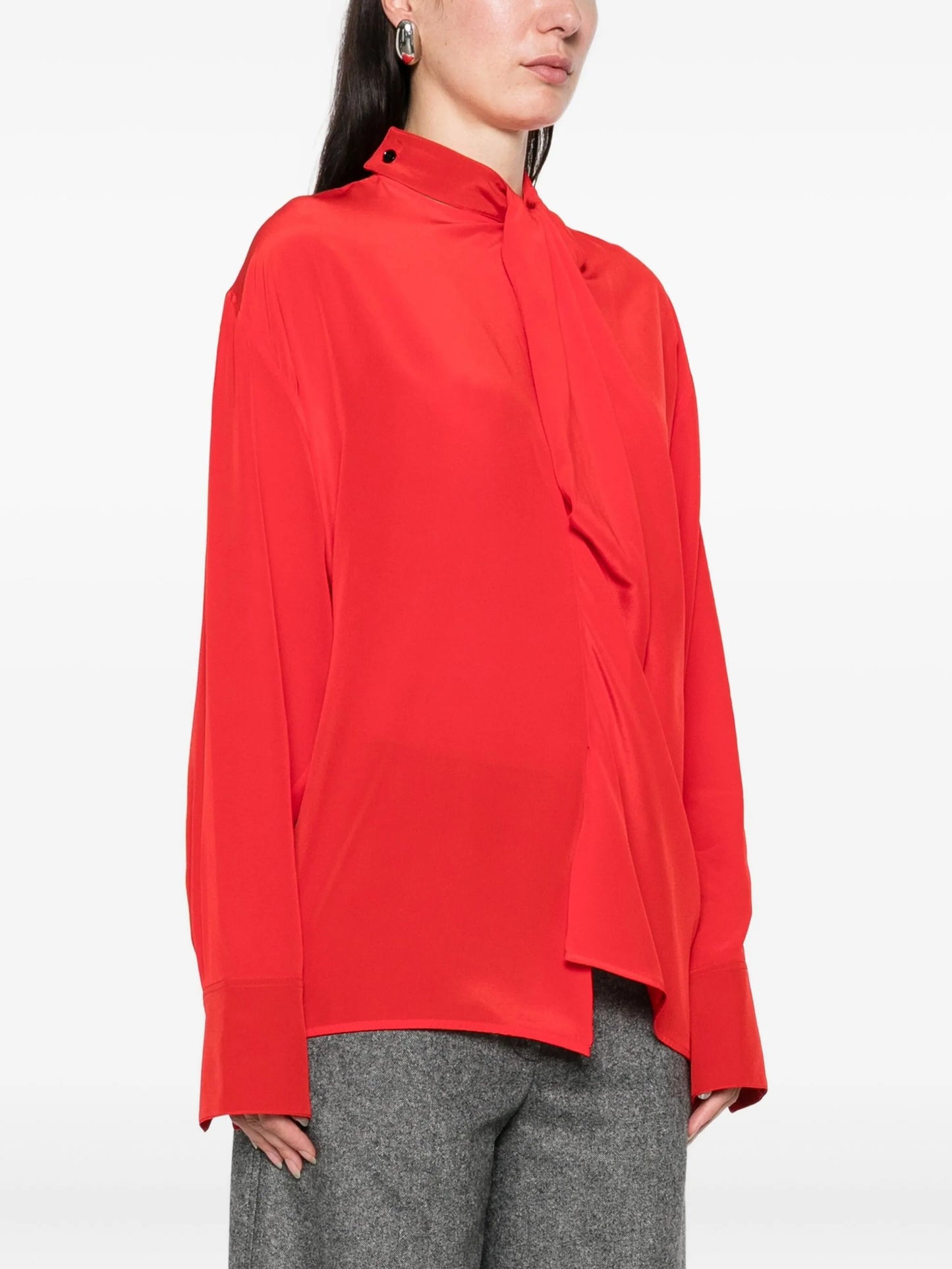 tie-neck blouse