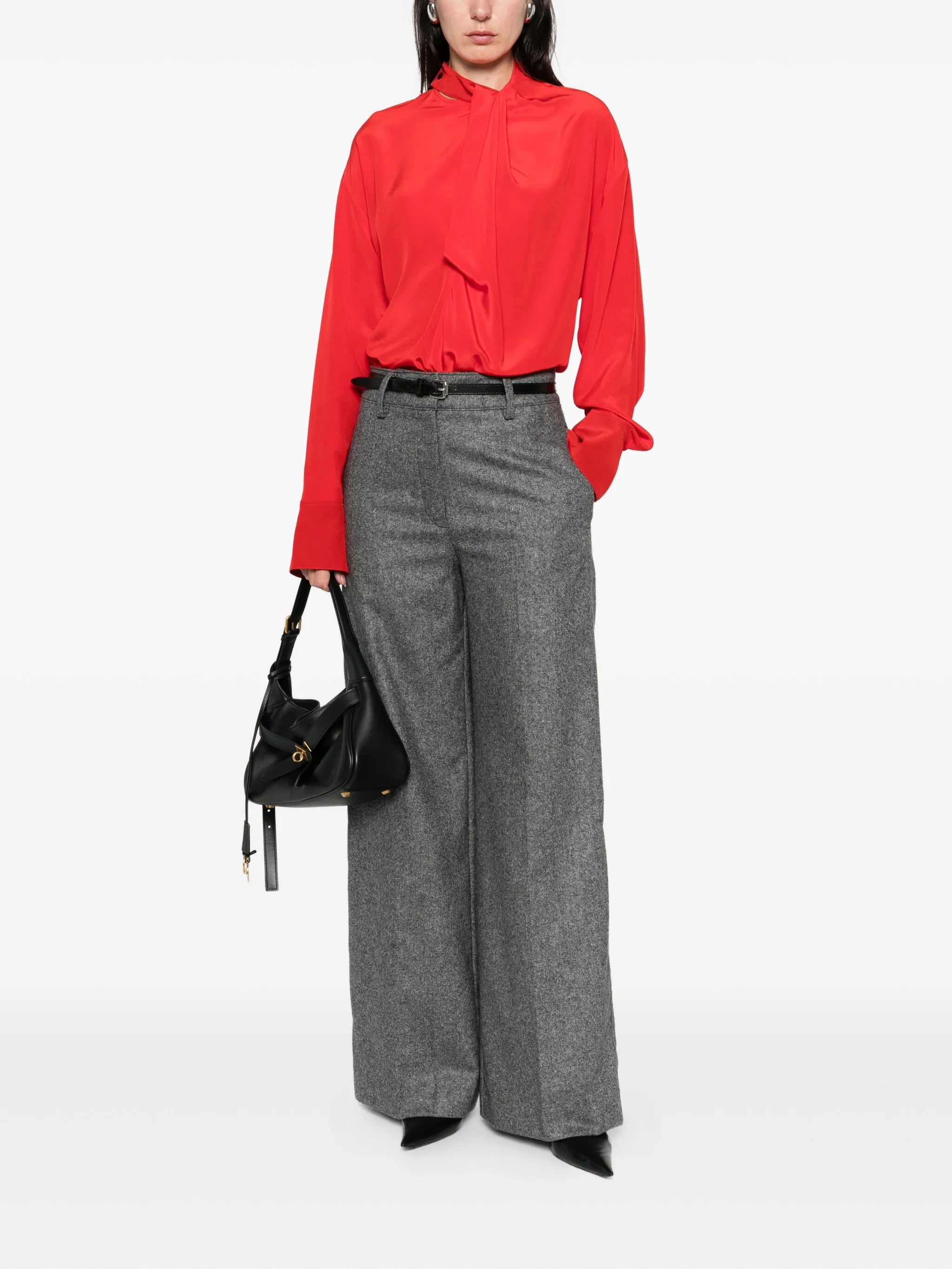 tie-neck blouse