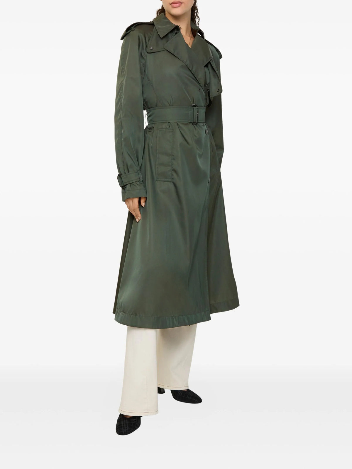 long nylon hooded trench coat