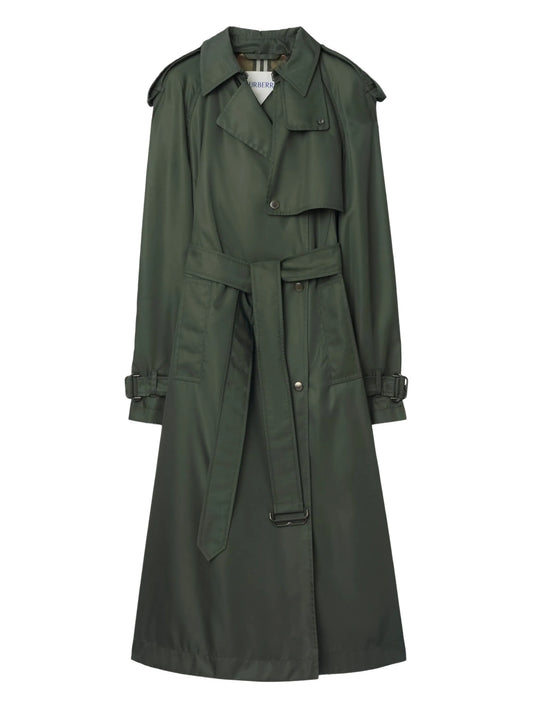 hooded belted nylon trench coat