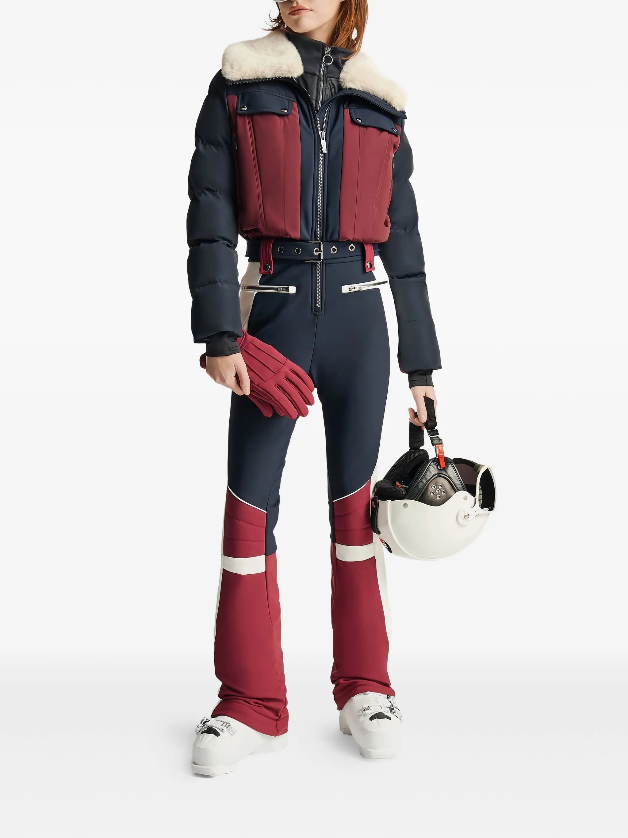 Karei faux-fur collar ski suit