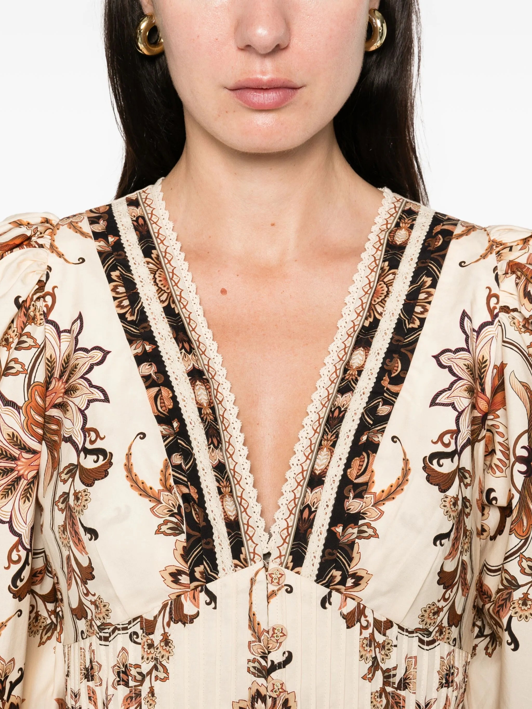 majestic garden lace puff sleeve organic cotton blouse
