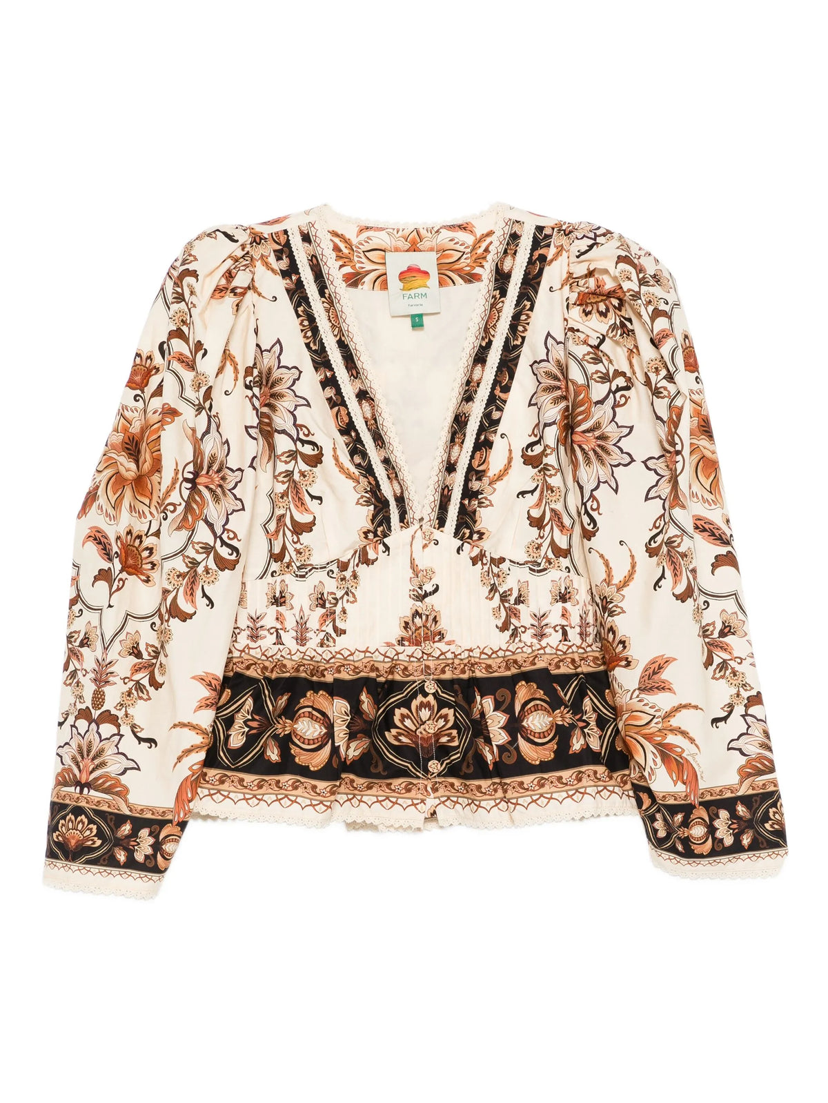 majestic garden lace puff sleeve organic cotton blouse