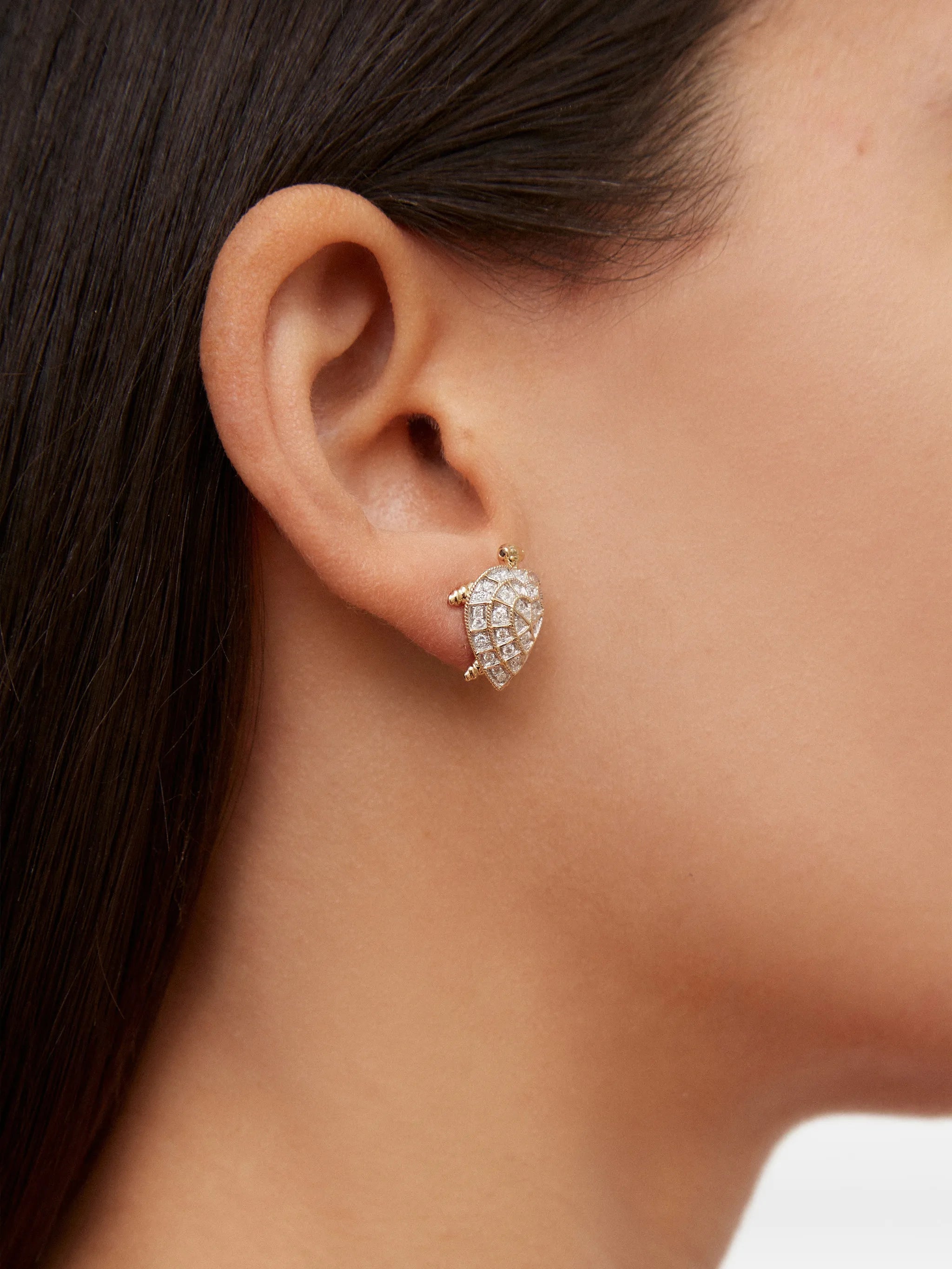 Tortoise diamond stud earrings