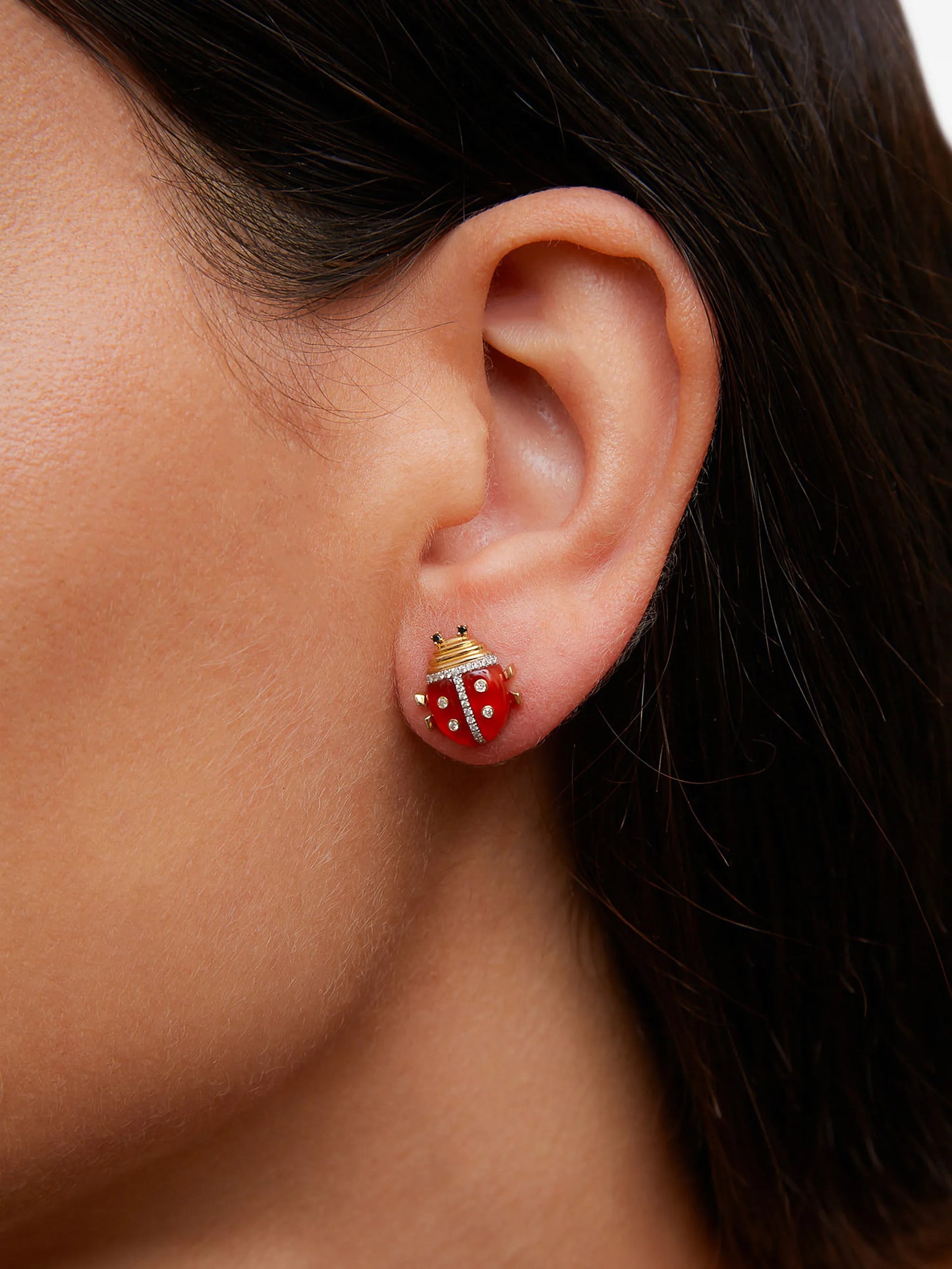 Ladybug diamond earrings