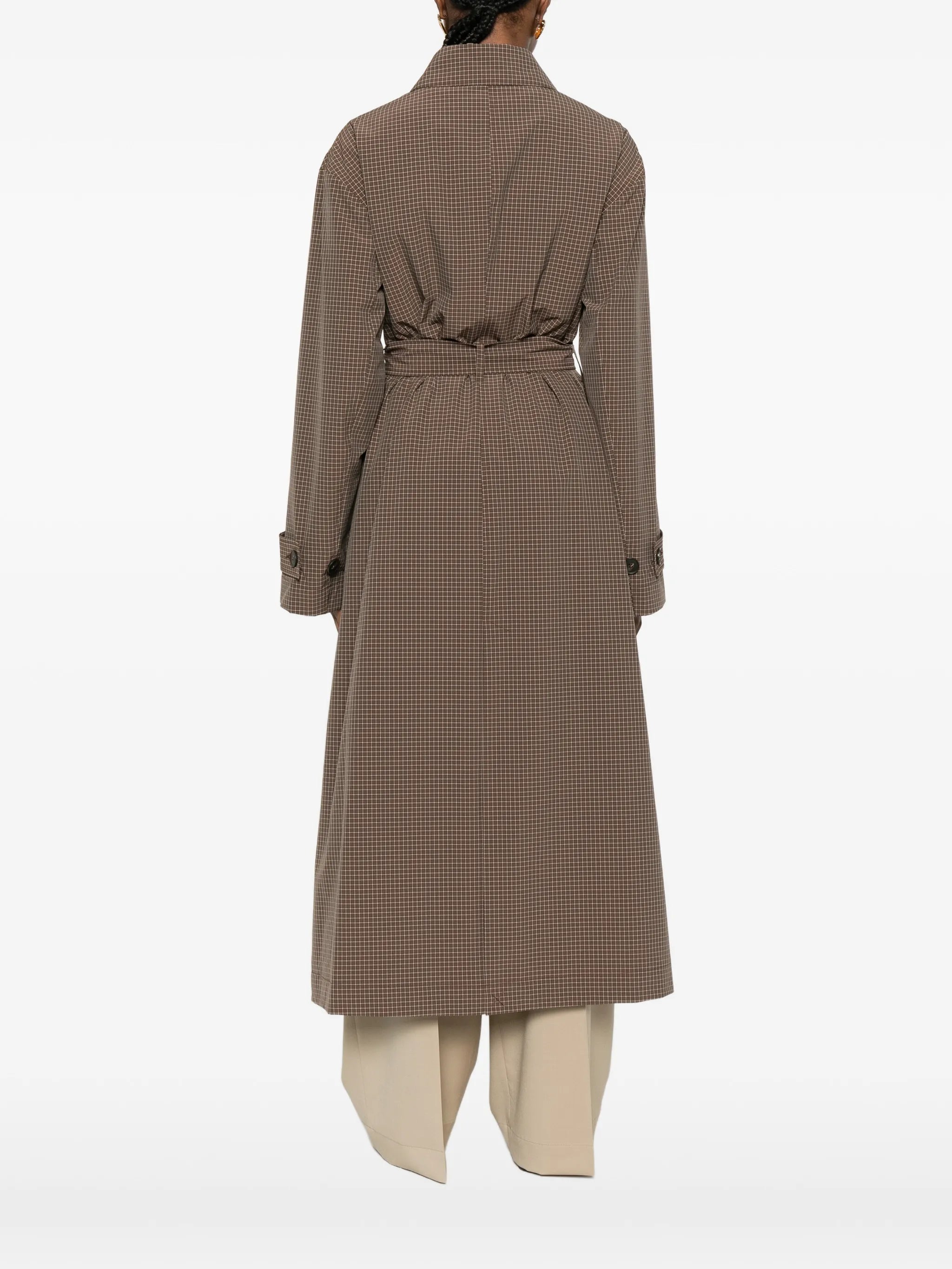 belted check coat