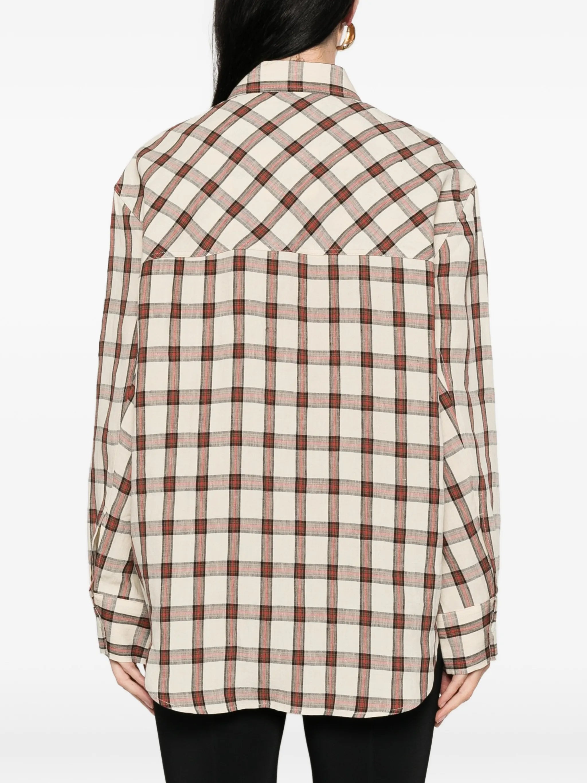 check-pattern oversized shirt