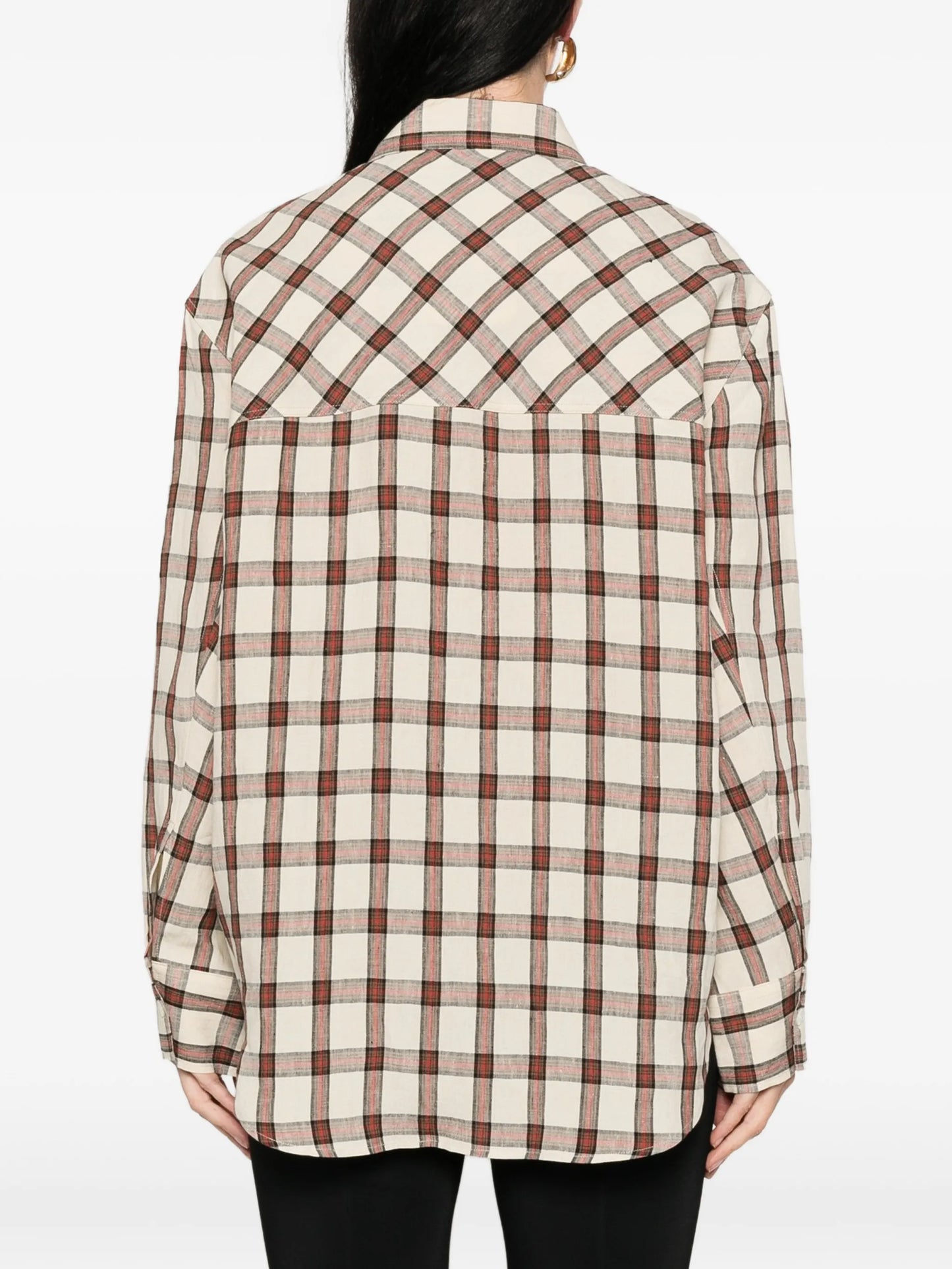 check-pattern oversized shirt
